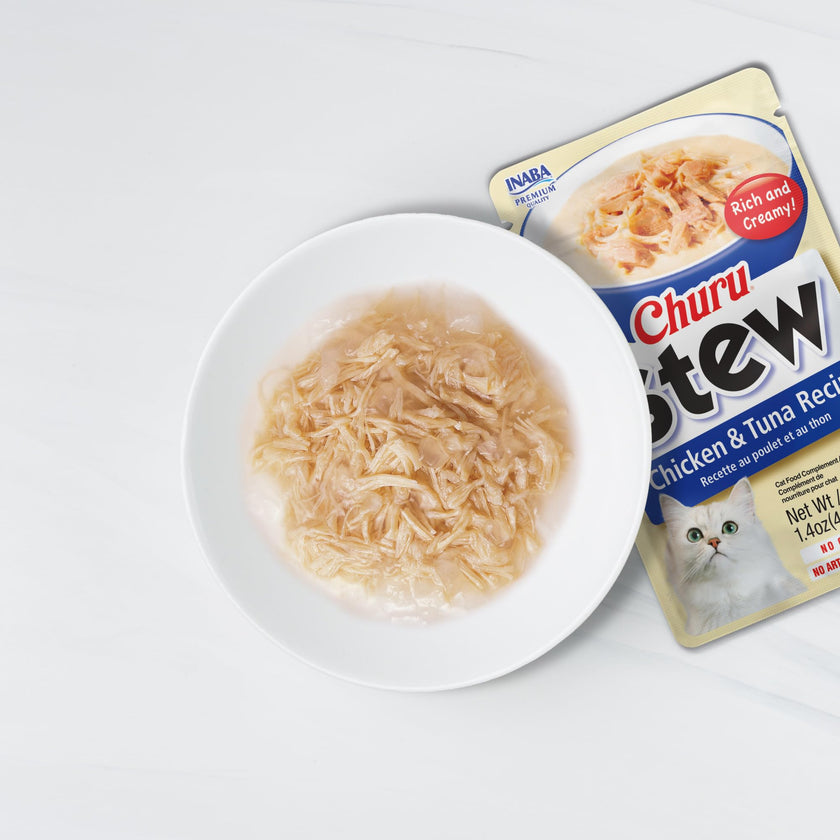 INABA Churu Stew for Cats, Side Dish Pouch with Vitamin E, 39 Grams per Pouch, 12 Pouches, Chicken & Seafood Variety 🍁 All In One Marketplace Canada