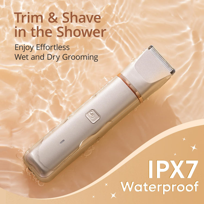 VG VOGCREST Bikini Trimmer for Women: 2-in-1 Rechargeable Painless Body Shaver - Portable Travel-Friendly Pubic Grooming Kit for Underarm Leg Arm (Champagne Gold) 🍁 All In One Marketplace Canada