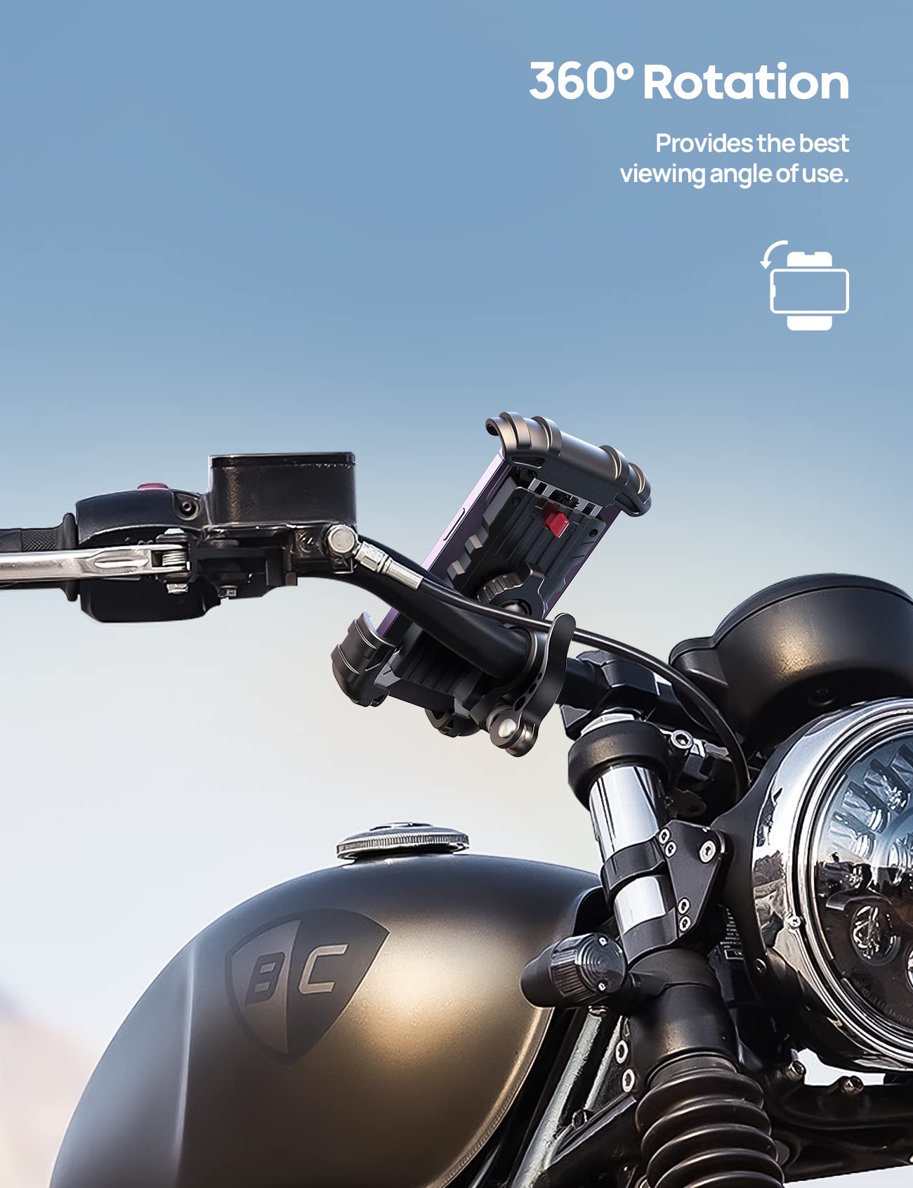Lamicall Bike Phone Mount, Motorcycle Phone Holder - Motorcycle Bicycle Cell Phone Mount Clamp for Handlebar, Cycling Mount for iPhone 17 Pro Air, 16 Pro 15 Pro Max S25 S26+, 4.7-6.8