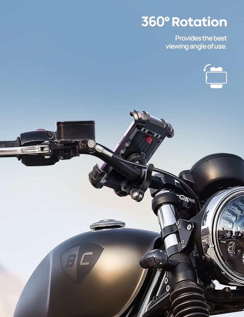 Lamicall Bike Phone Mount, Motorcycle Phone Holder - Motorcycle Bicycle Cell Phone Mount Clamp for Handlebar, Cycling Mount for iPhone 17 Pro Air, 16 Pro 15 Pro Max S25 S26+, 4.7-6.8