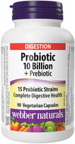 Webber Naturals Probiotic with Prebiotic, 10 Billion Active Cells, 15 Probiotic Strains, 90 Capsules, For Digestive Health, Vegan 🍁 All In One Marketplace Canada
