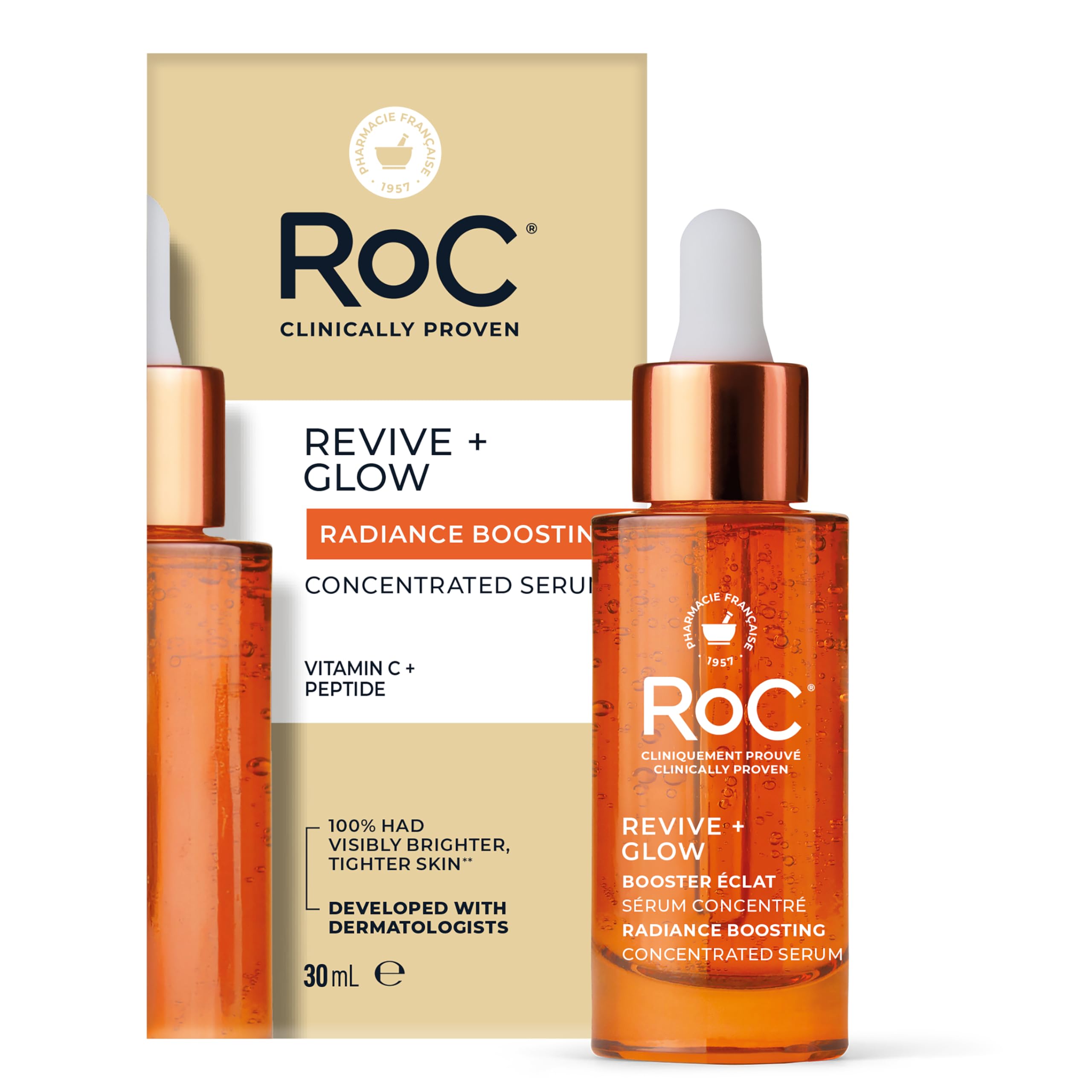 RoC Multi Correxion® Revive + Glow 10% Active Vitamin C Serum for Face, Daily Anti-Aging Wrinkle and Skin Tone Skin Care Treatment, Brightening Serum for Dark Spots, 30ML, Clear 🍁 All In One Marketplace Canada