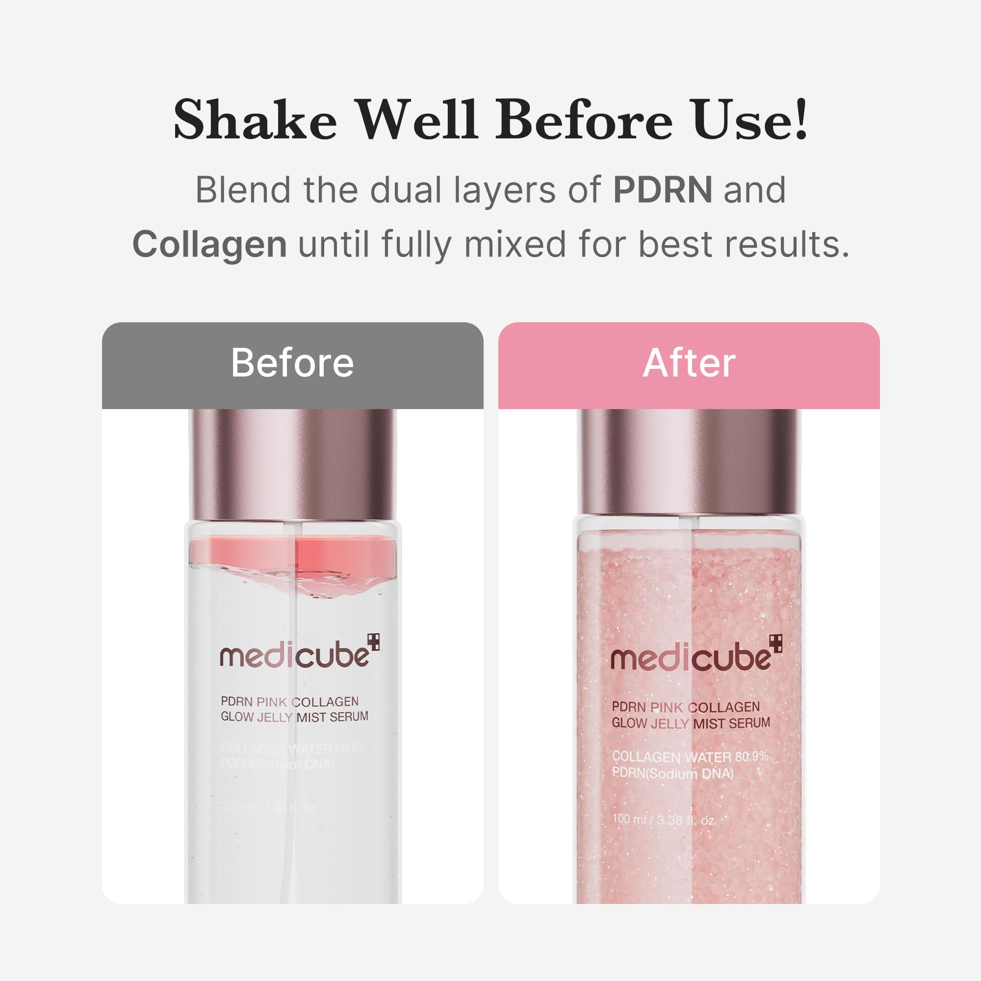 medicube Pink PDRN Collagen Glow Jelly Mist Serum | Dual-Texture Mist Serum with Niacinamide, Glutathione, Ceramide & Hyaluronic Acid | Lightweight for Deep Hydration, Radiance & Plump-Looking Skin 🍁 All In One Marketplace Canada