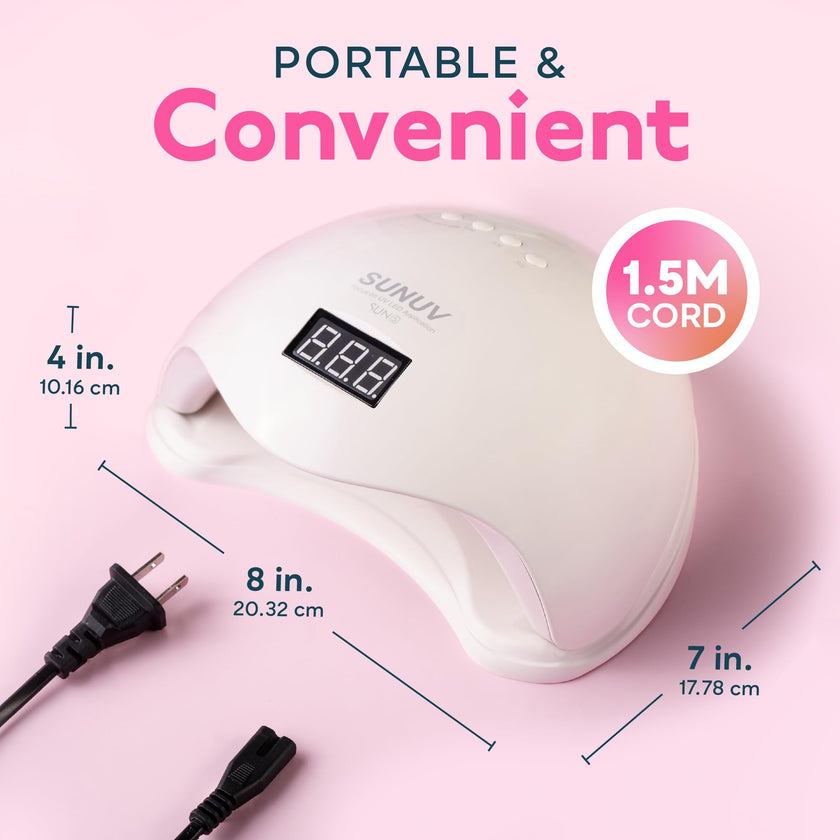 SUNUV UV Light for Nails, UV LED Nail Lamp with 4 Timer Settings, Compatible with All Gel Polish, Auto Sensor LCD Display Removable Base, SUN5 🍁 All In One Marketplace Canada
