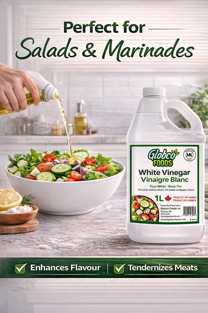 Globco Foods Pure White Vinegar 1L - Allergen-Free & Gluten-Free - No Additives - Ideal for Cooking & Cleaning - Multi-Purpose Cleaner for Kitchen, Bathroom & Laundry - Premium Quality- Made in Canada 🍁 All In One Marketplace Canada