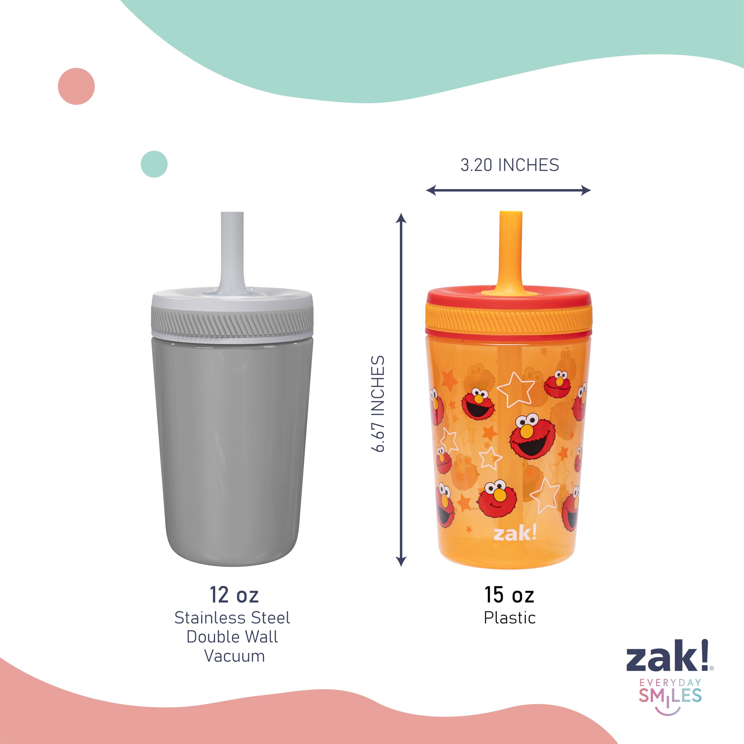 Zak Designs Sesame Street Kelso 15oz Leak-Proof Toddler Straw Cups, 2-Pack 🍁 All In One Marketplace Canada