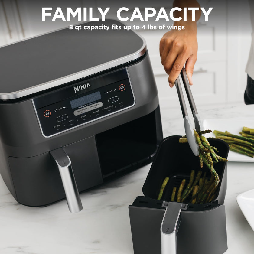 Ninja Foodi 6-in-1 8-qt. (7.6L) 2-Basket Air Fryer DualZone Technology, Match Cook & Smart Finish to Roast, Broil, Dehydrate & More for Quick, Easy Meals, Slate Grey (DZ201C) Canadian Version 🍁 All In One Marketplace Canada