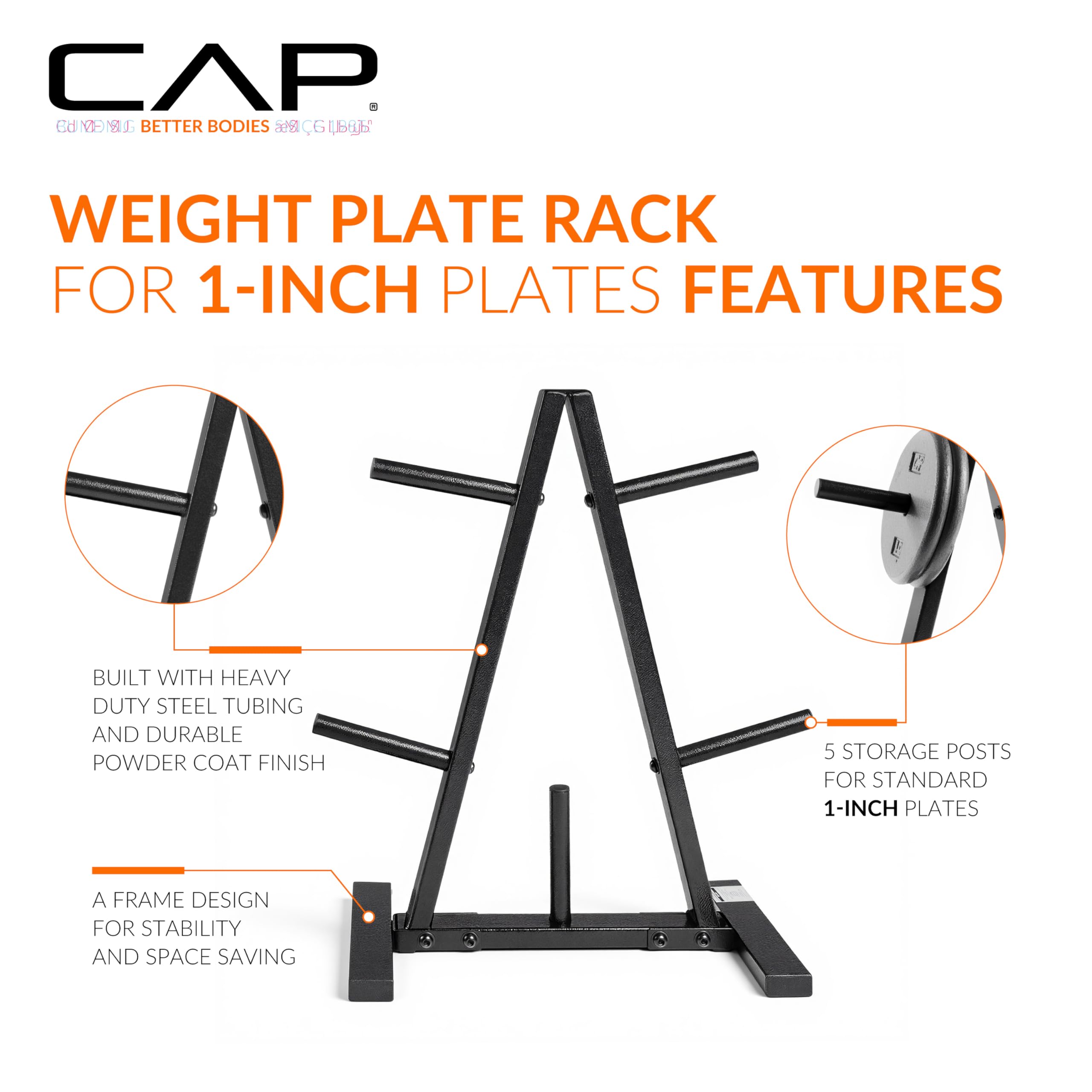 CAP Barbell 1-Inch Standard Weight Plate Rack | Black 🍁 All In One Marketplace Canada