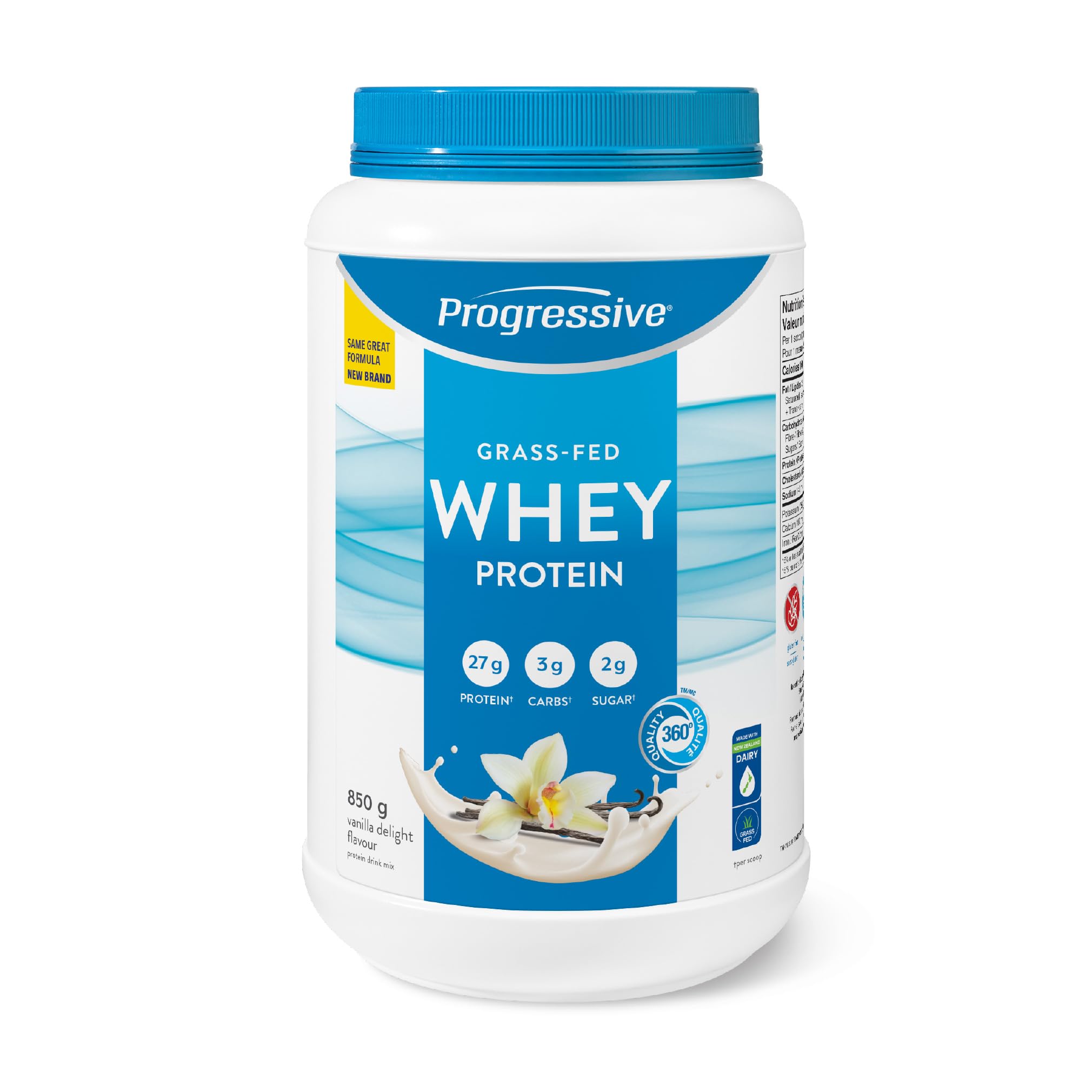 Progressive Grass-Fed 100% Whey Protein Powder Vanilla, 27g of New Zealand Whey Concentrate per Scoop for Muscle Gain, Pasture-Raised, Non-GMO, Canadian-Made Antibiotic-free, Hormone-free, 850 g 🍁 All In One Marketplace Canada