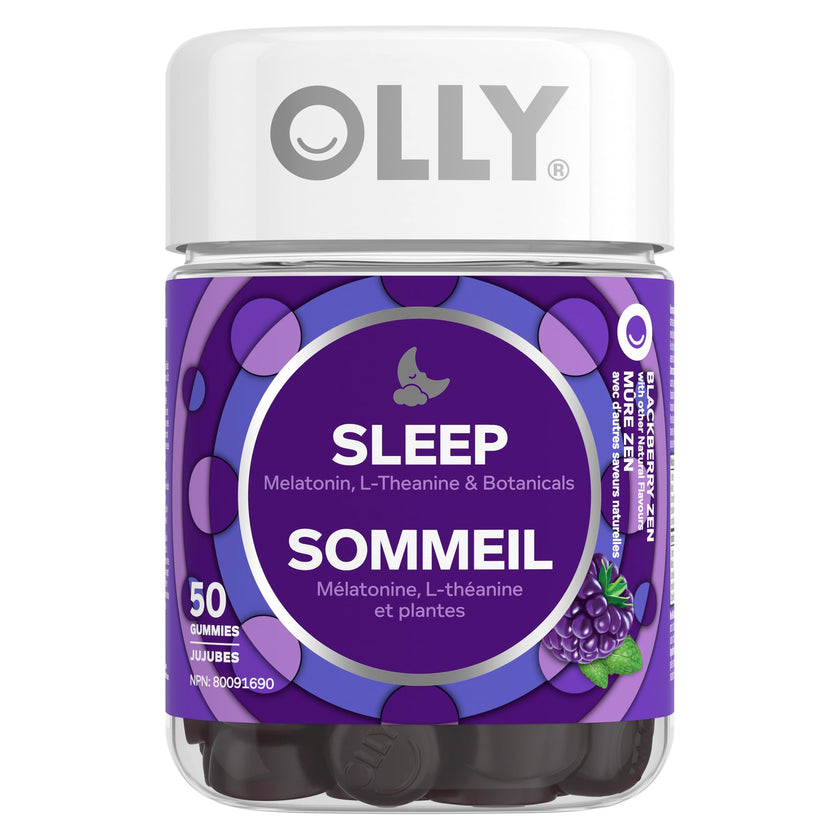 OLLY Sleep Gummy Supplement helps promote a healthy sleep cycle Blackberry Zen with melatonin, L-Theanine & botanicals 25 day Supply, 50 gummies 🍁 All In One Marketplace Canada