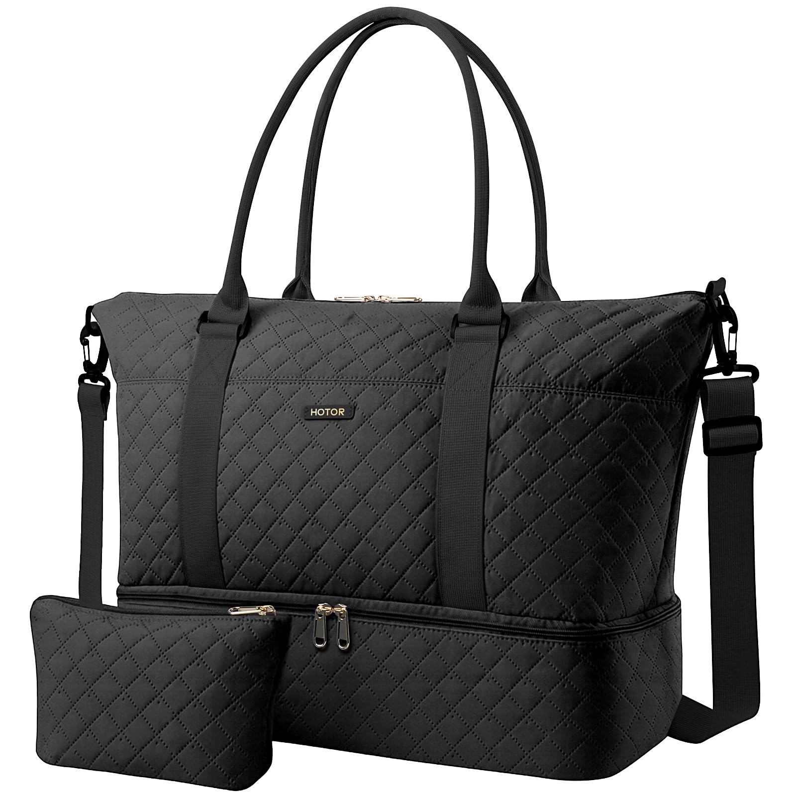 HOTOR Travel Duffel Bag - Large Weekender Bags for Women, Carry On Bag with Shoe Compartment, Overnight Bag with Toiletry Bag for Travel Essentials and Travel Accessories, Black, 34.0 x 45.0 x 20.0 cm 🍁 All In One Marketplace Canada