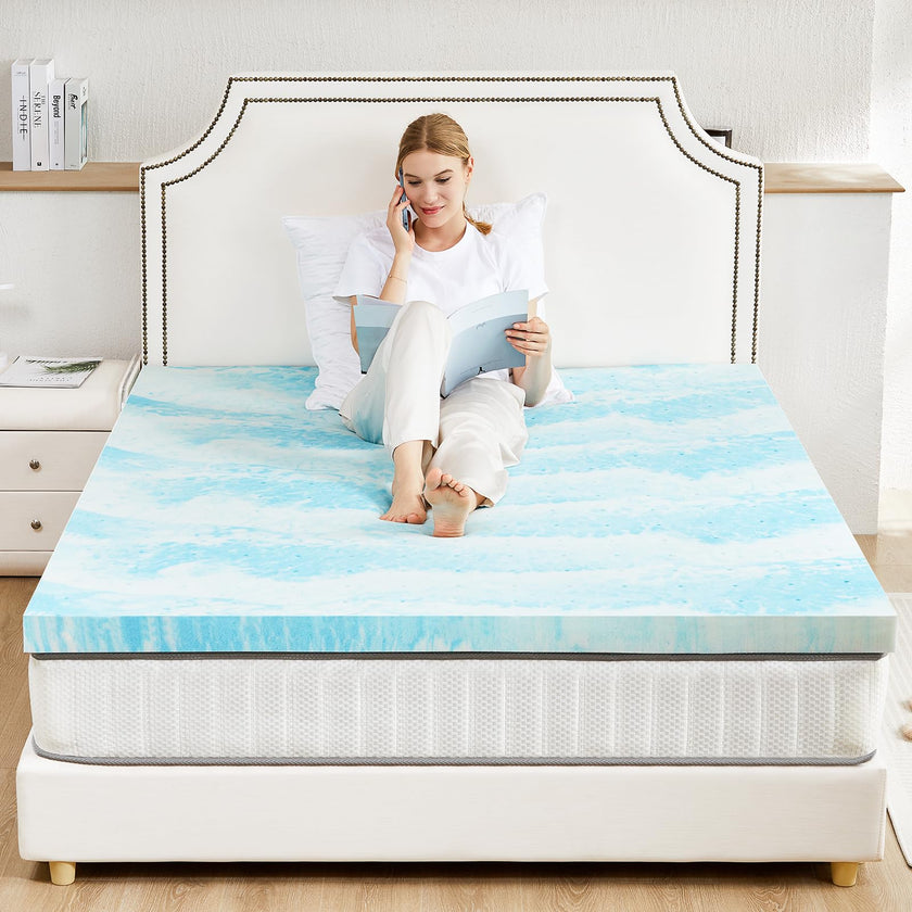 Sweetcrispy 3 Inch Twin Memory Foam Mattress Topper, Blue 🍁 All In One Marketplace Canada