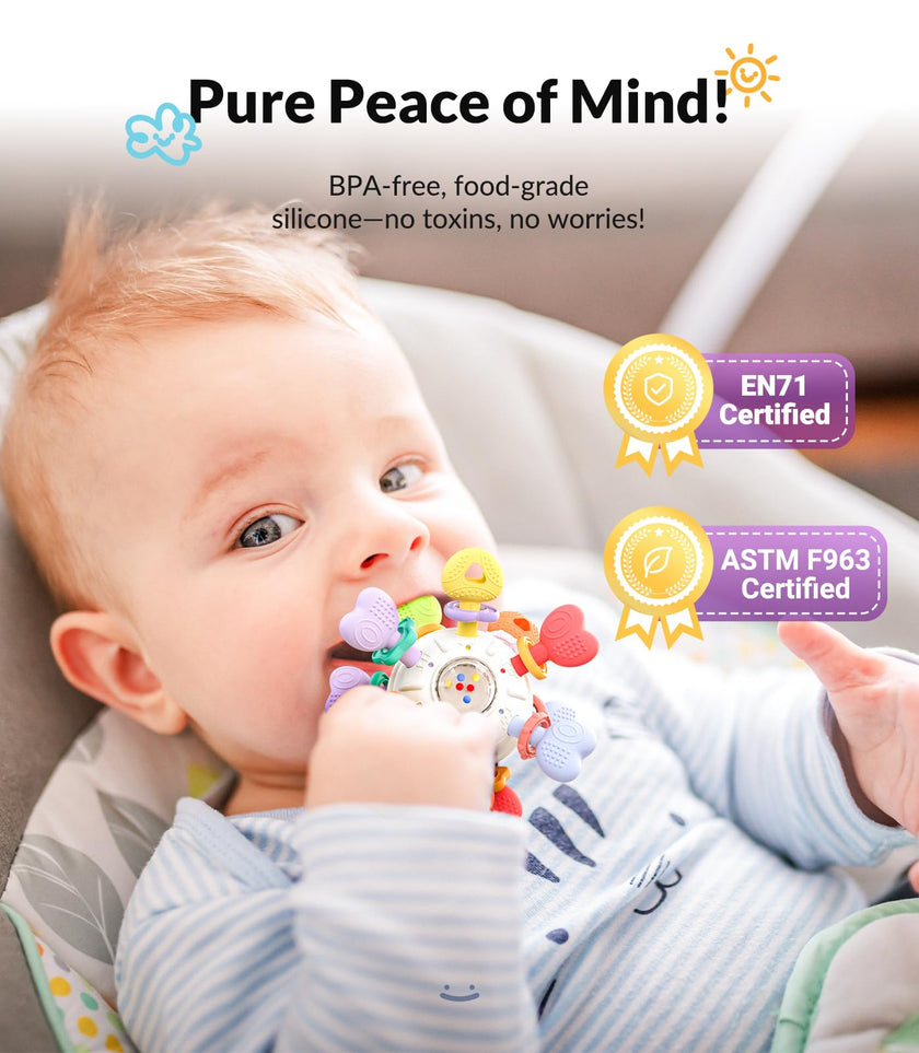 Infinno Baby Teething Toy with Rattle Spinner, BPA-Free Silicone for Baby 🍁 All In One Marketplace Canada