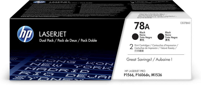 HP 78A (CE278D) Black Original LaserJet Toner Cartridges, 2 Pack
