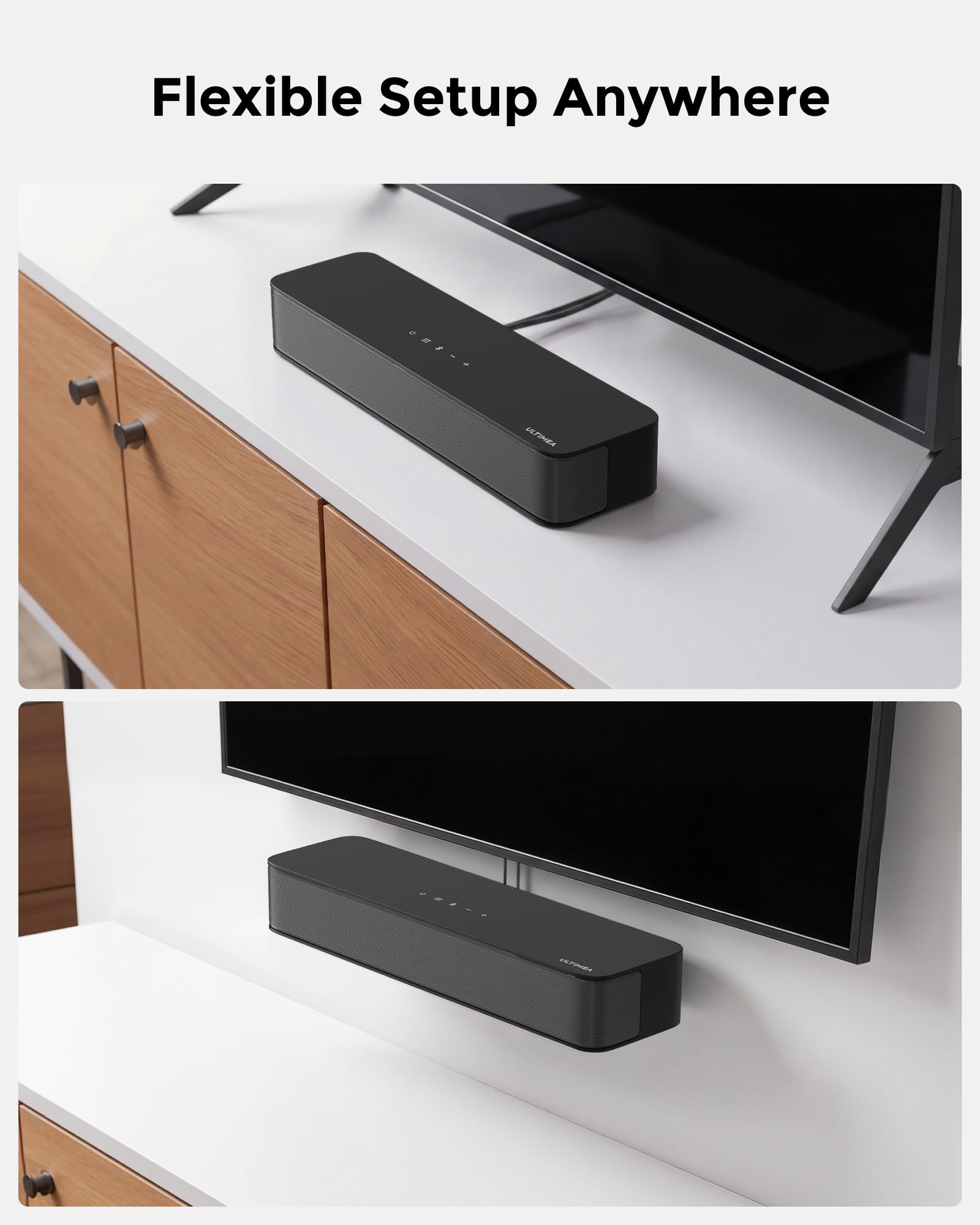 ULTIMEA 2.1ch Sound Bar for TV, Built-in Subwoofer, Peak Power 132W, App Control, 16 Inches Bluetooth 5.4 TV Speakers Soundbar, All-in-one PC Soundbar for Game, Opt/AUX/Wall Mount, Poseidon M20 Pro 🍁 All In One Marketplace Canada