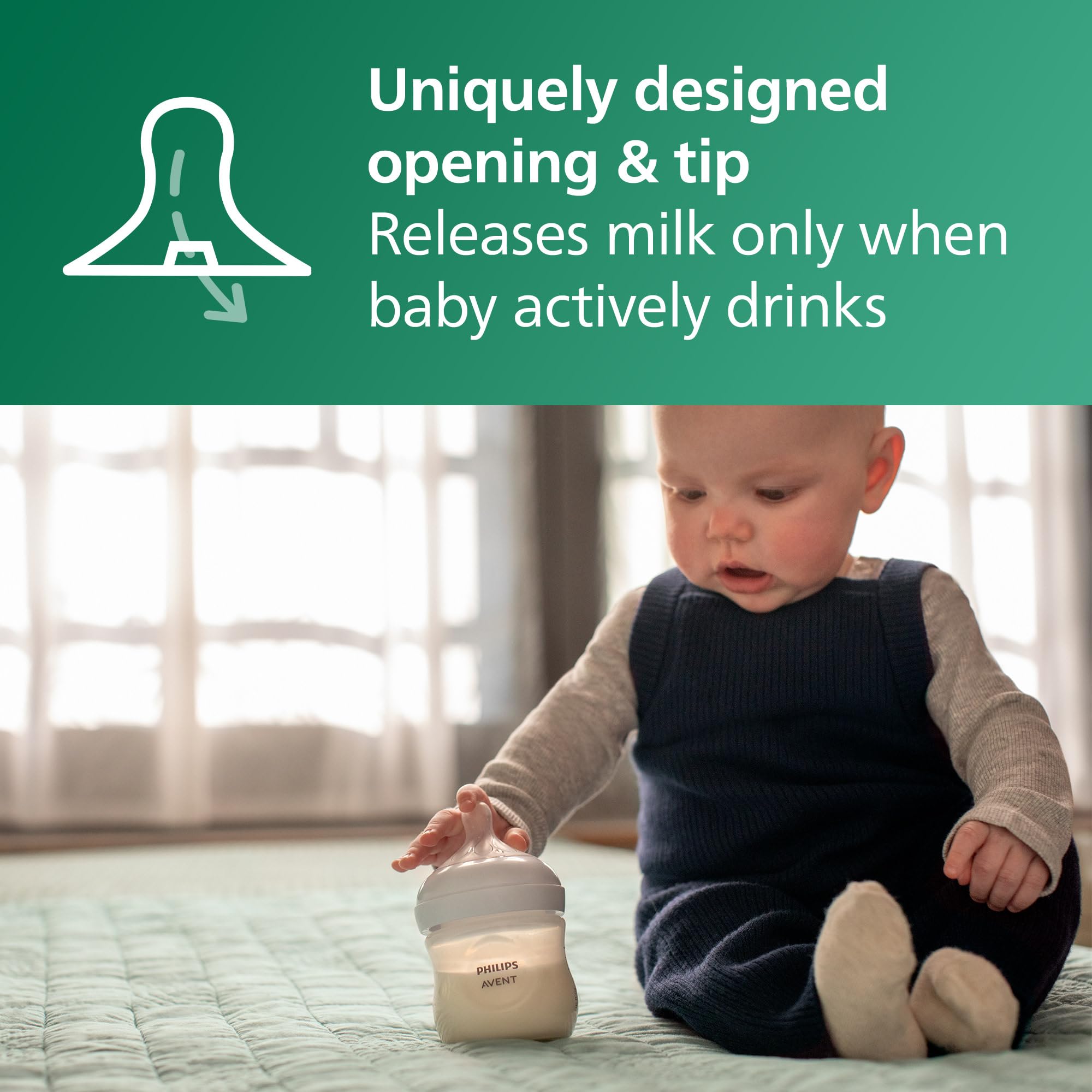 Philips Avent Natural Glass Baby Bottles with Natural Response Nipples (Slow Flow, Flow 2), 4oz, 3-pack, SCY910/03 🍁 All In One Marketplace Canada