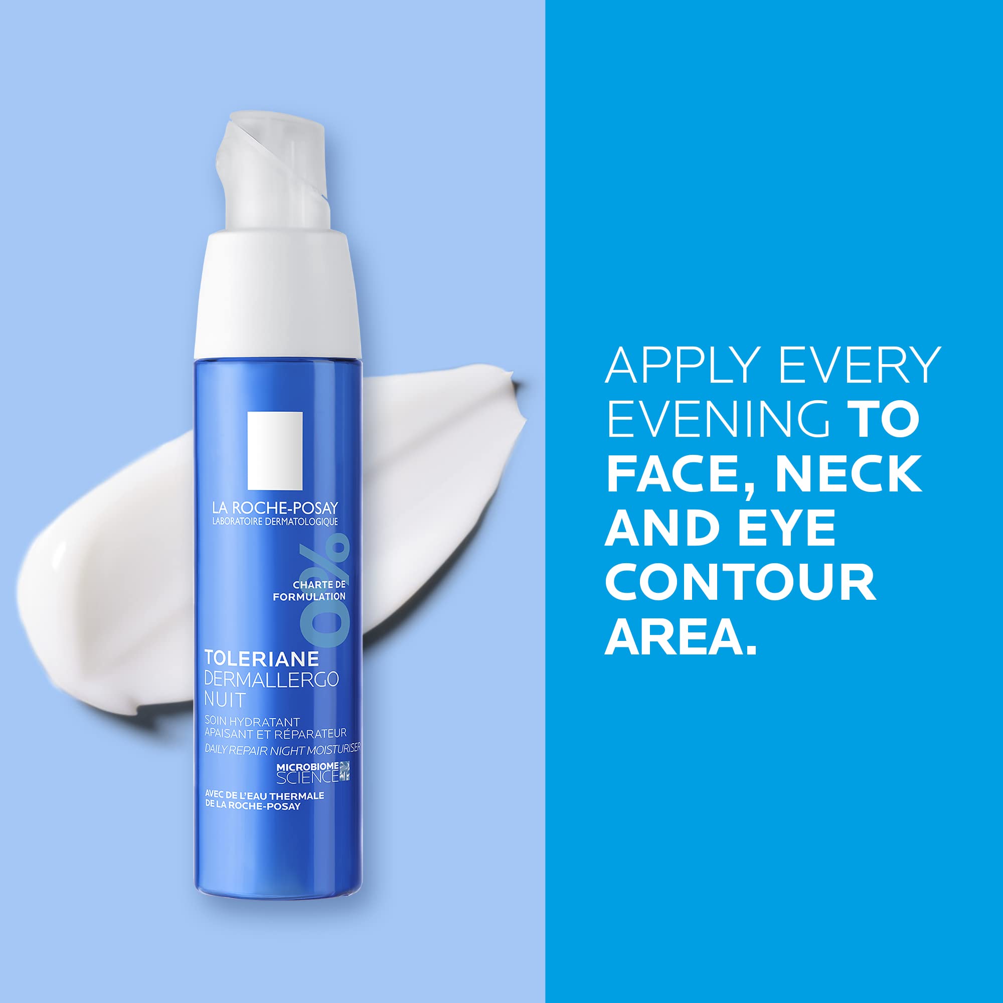 La Roche-Posay Toleriane NIGHT Face cream for Women & Men. Dermallergo Moisturizer for Face, Eyes & Neck. Soothing Ultra Sensitive Skin, Anti-Redness, with Niacinamide & Neurosensine, 40ML 🍁 All In One Marketplace Canada