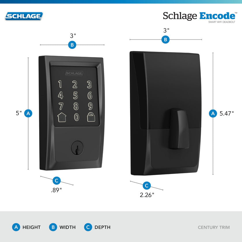 Schlage Encode Smart WiFi Deadbolt Lock with Greenwich Trim, Matte Black 🍁 All In One Marketplace Canada