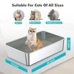 ZuHucpts Stainless Steel Cat Litter Box, Large Metal Litter Pan for Cats (20