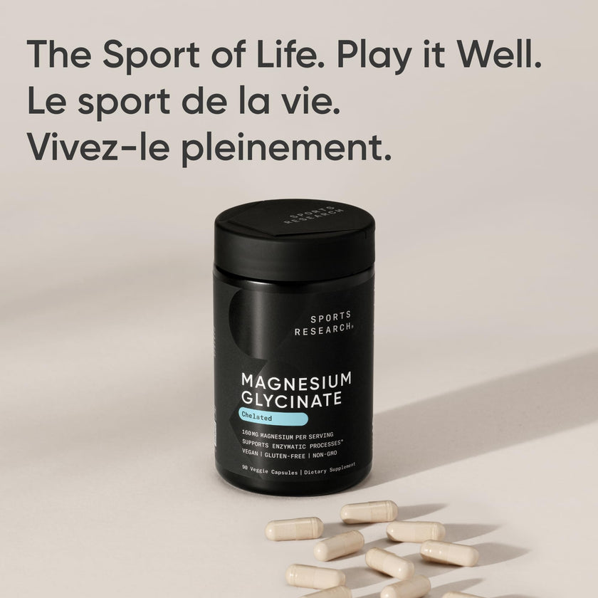 Sports Research® Magnesium Glycinate 160mg - Chelated Magnesium to Support Restful Sleep & Enzymatic Processes - Liquid Softgels - 60 Count - Non-GMO, Gluten-Free Supplement for Daily Use 🍁 All In One Marketplace Canada