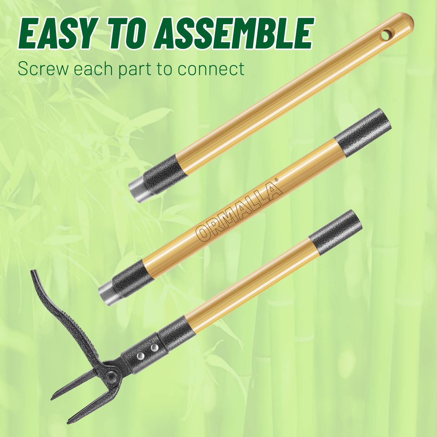 ORMALLA Weed Puller, 43.7in Long Handle Weed Remover, Dandelion Removal Tool, Natural Bamboo Handle and 4 Claws, Stand Up Garden Weed Root Remover, Pet Friendly (43.7in) 🍁 All In One Marketplace Canada