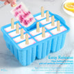 POLCANUR Popsicle Molds Silicone BPA-Free,12 Pieces Popsicle Trays for Freezer,Homemade Ice Cream Popsicle Molds,Large Ice Pop Maker Set,Reusable Ice Lolly Mould with 50PCS Popsicle Sticks 🍁 All In One Marketplace Canada