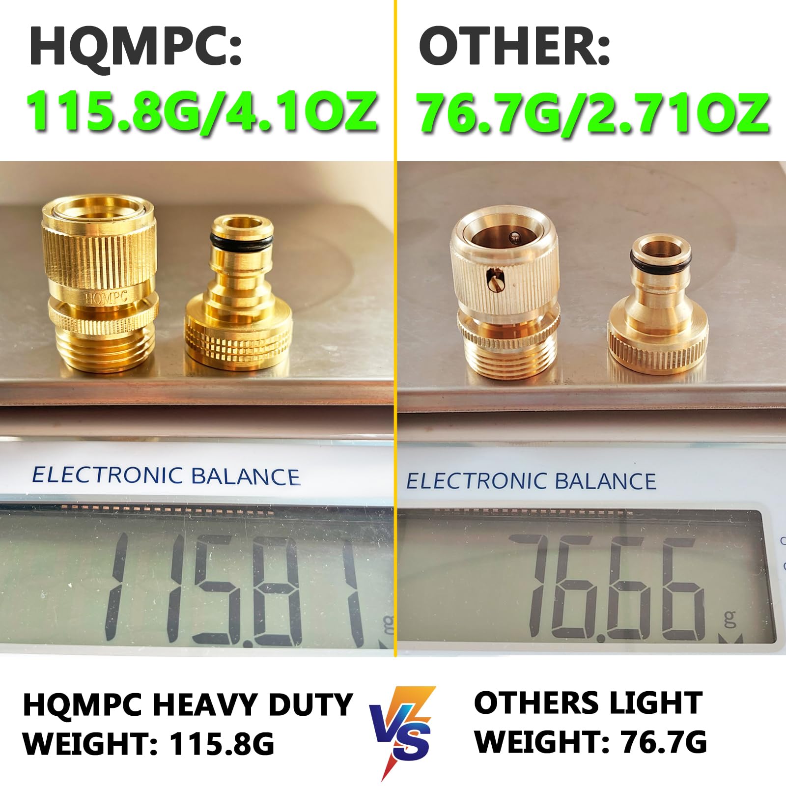 HQMPC Garden Hose Quick Connect Solid Brass Quick Connector Garden Hose Fitting Water Hose Connectors 3/4 inch GHT (2SETS) 🍁 All In One Marketplace Canada