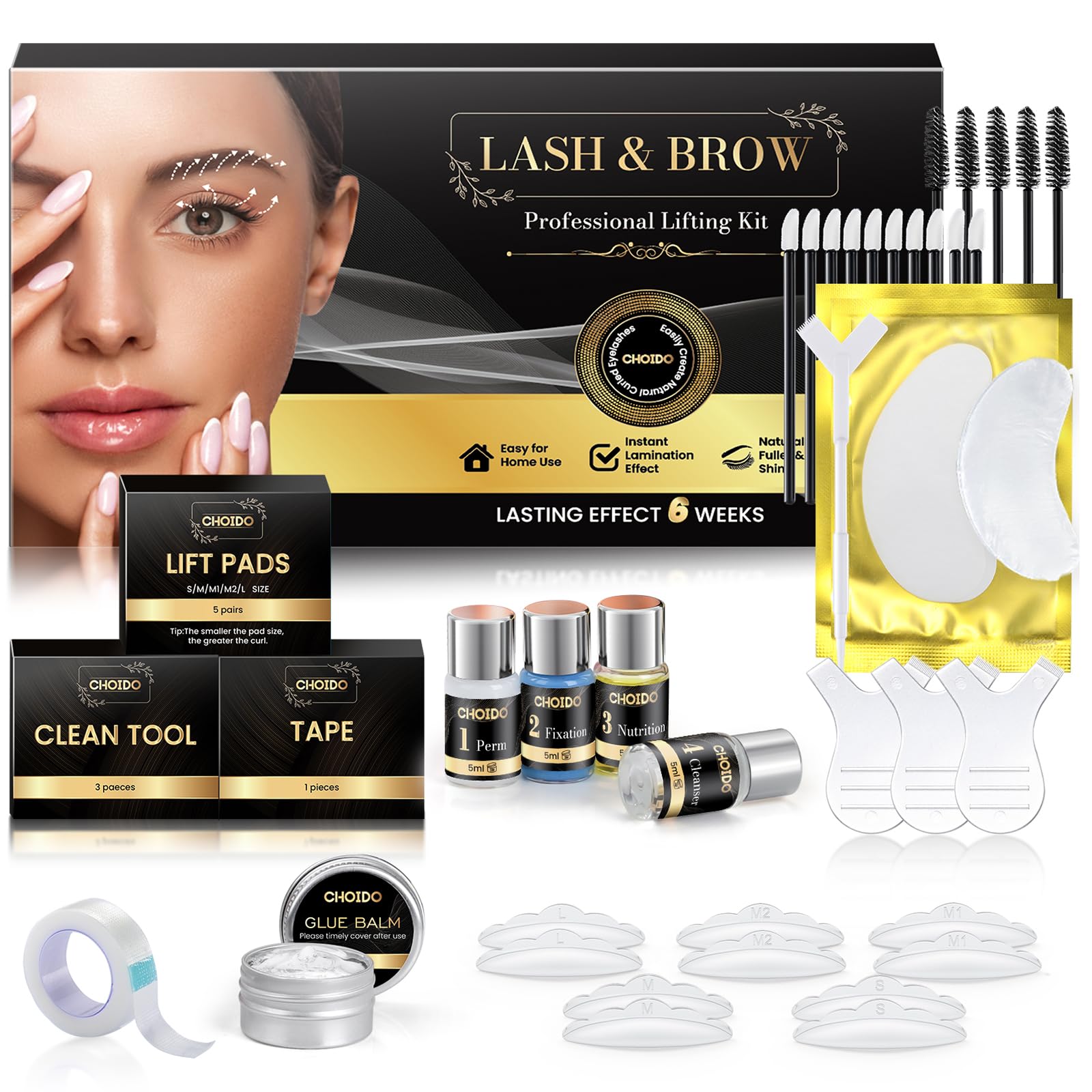 Lash Lift & Brow Lamination Kit 2-in-1, Professional DIY Eyelash Perm for Home Use & Salon, Long-Lasting Curl Effect Up to 8 Weeks - Easy Application 🍁 All In One Marketplace Canada