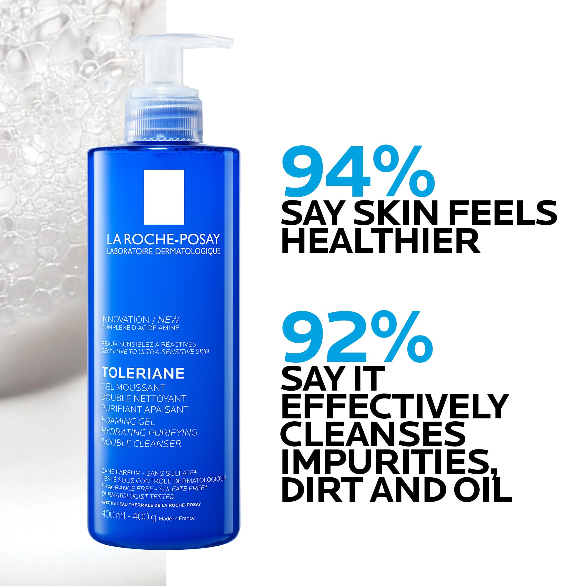 La Roche Posay Double Face Cleanser, Toleriane Hydrating Purifying Foaming Gel, Removes Makeup & Impurities, with Niacinamide & Amino Acids, Fragrance Free, Recommended by Dermatologists, 400ml 🍁 All In One Marketplace Canada
