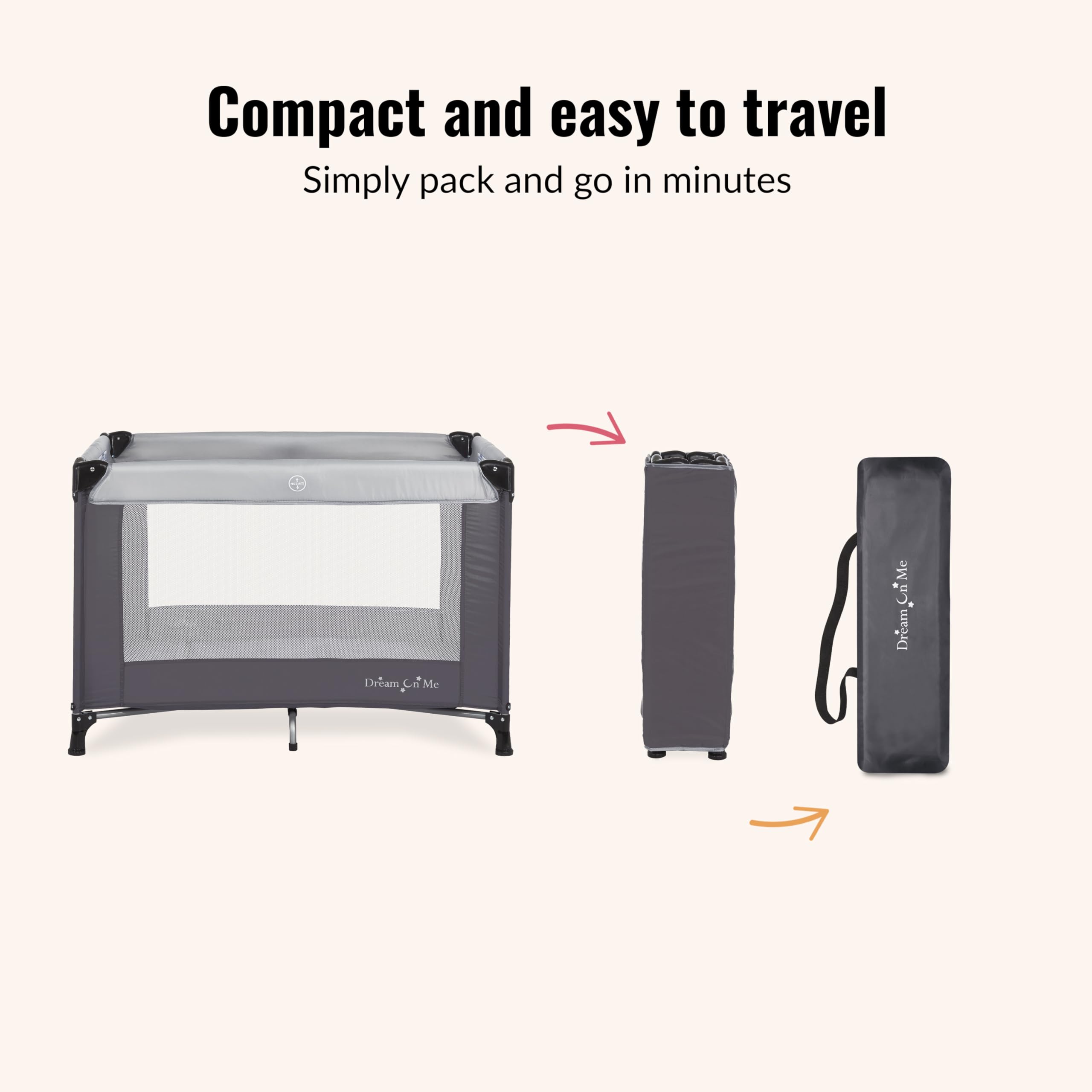 Dream On Me Nest Portable Play Yard With Carry Bag And Shoulder Strap, GREY 🍁 All In One Marketplace Canada