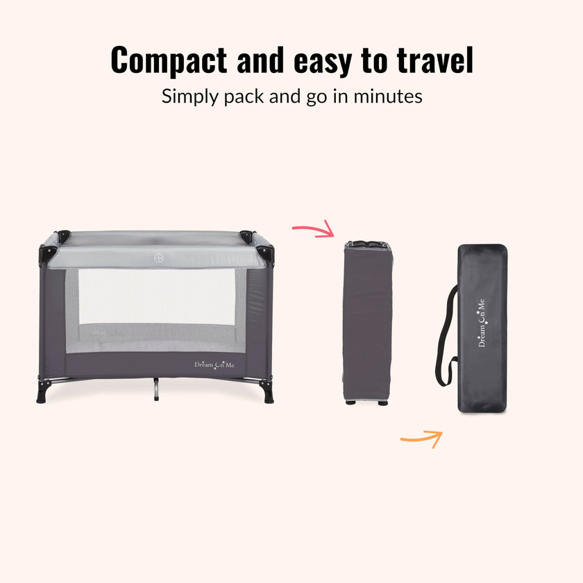 Dream On Me Nest Portable Play Yard With Carry Bag And Shoulder Strap, GREY 🍁 All In One Marketplace Canada