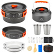 THTYBROS 17pcs Camping Cookware Kit, 0.45Gal Pot, 7inches Pan,0.30Gal Kettle Set with 2 Set Stainless Steel Cups Plates Forks Knives Spoons for Hiking,Camping,Backpacking,Outdoor Cooking and Picnic 🍁 All In One Marketplace Canada