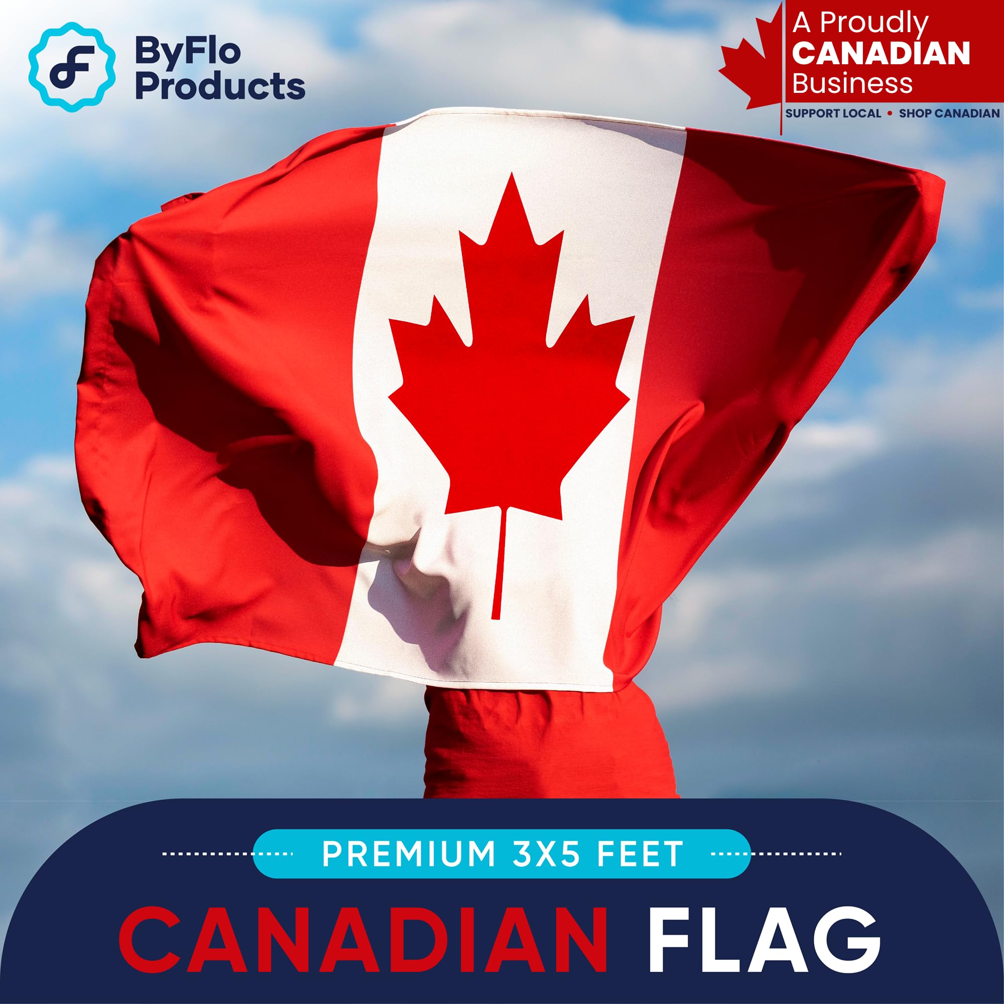 ByFloProducts Premium Canada Flag - Canadian Flags 3x5 Feet Outdoor Heavy Duty - Durable Nylon, Embroidered Maple Leaf, Quadruple Stitched, Vivid Colors 🍁 All In One Marketplace Canada