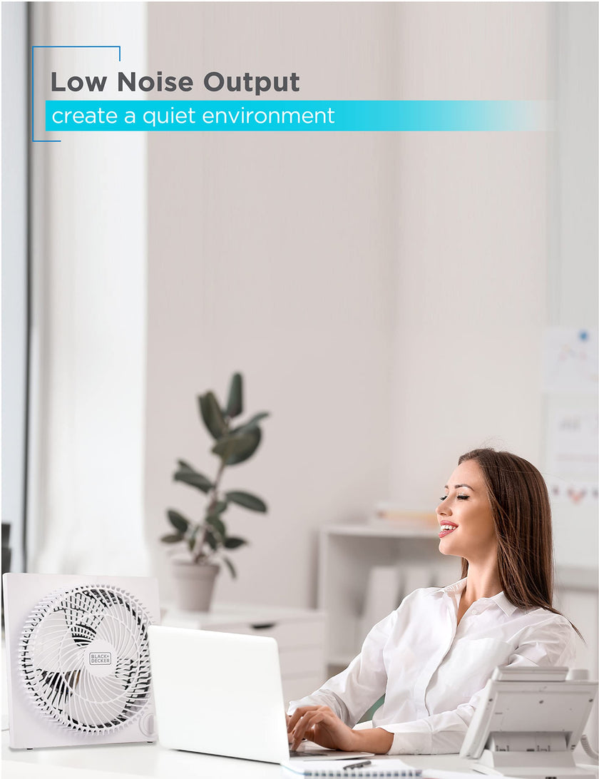 Black & Decker 9 in. Frameless Tabletop Box Fan, White 🍁 All In One Marketplace Canada