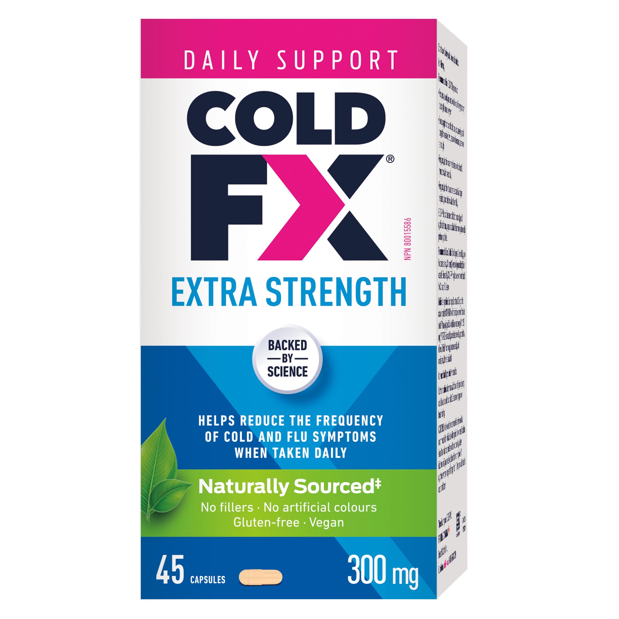 COLD-FX Extra Strength, Helps reduce the frequency of Cold and Flu Symptoms when taken daily, Formula contains uniquely derived extract from North American Ginseng, 50% more active ingredient compared to COLD-FX Daily Support Regular Strength, 45 Vegan Ca
