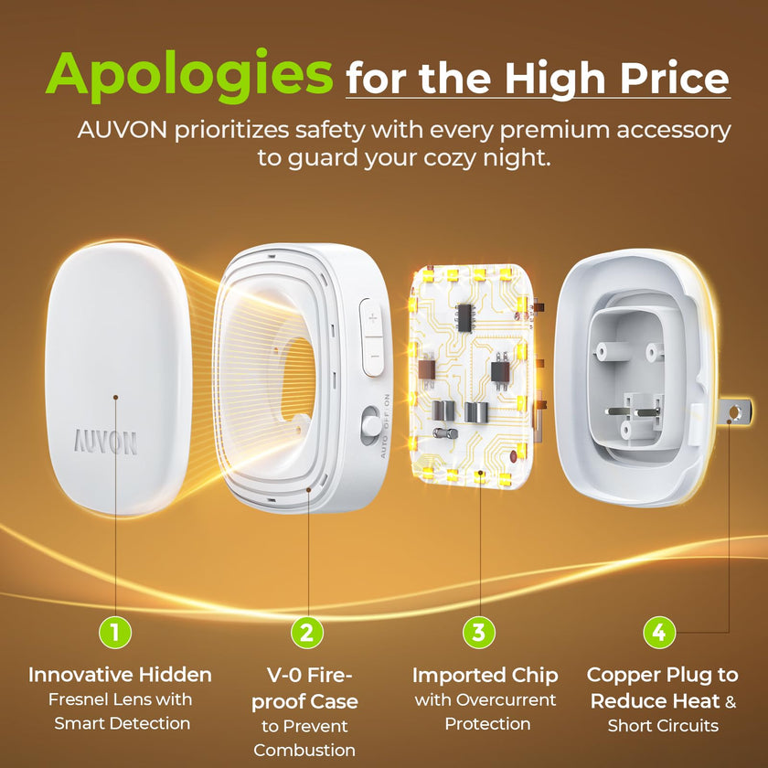 AUVON Plug-in LED Backlit Night Light with Motion Sensor & Dusk to Dawn Sensor, Dimmable Warm White Nightlight with 1-50 lm Adjustable Brightness for Bathroom, Bedroom, Hallway, Stairs (2 Pack) 🍁 All In One Marketplace Canada