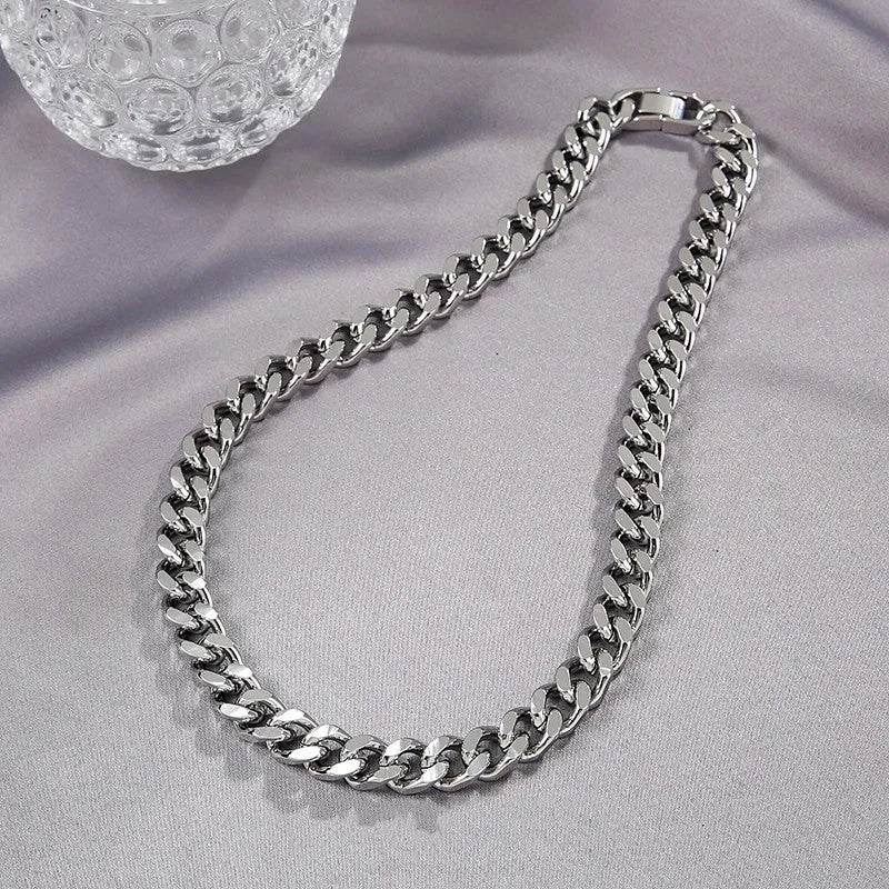 Thick Cuban Link Chain Titanium Steel Necklace Clavicle Chain