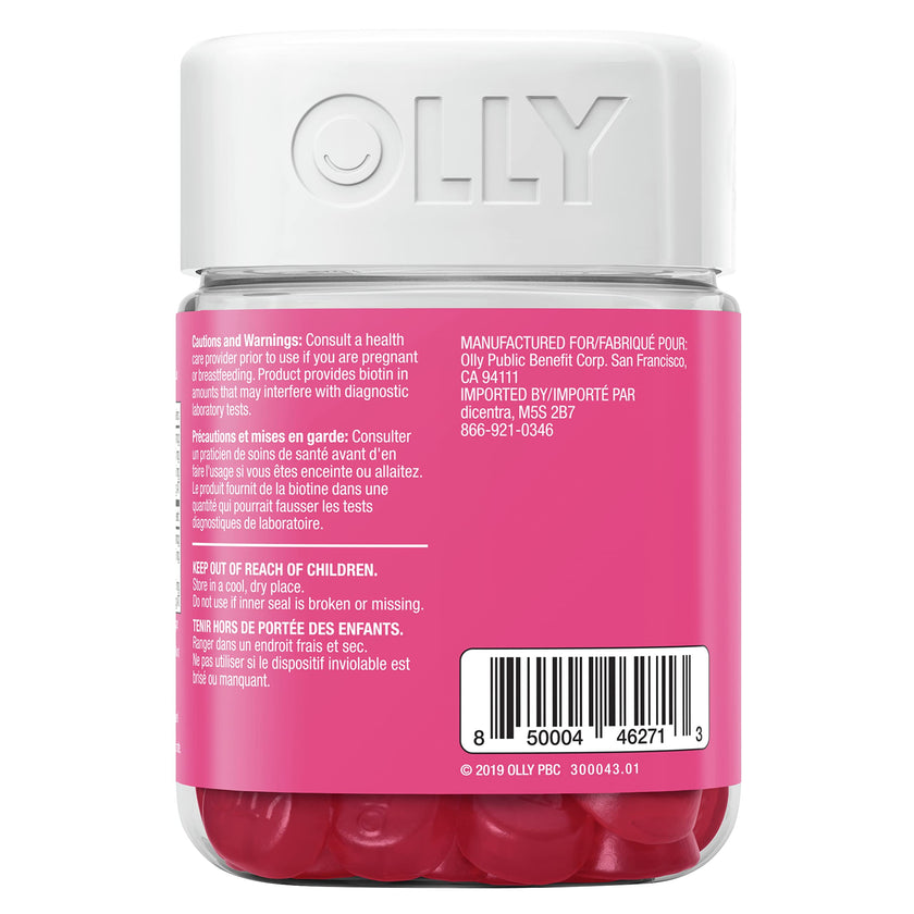 OLLY Undeniable Beauty Gummy Supplement for women Grapefruit Glam with biotin, keratin and vitamins C & E 30 day Supply, 60 gummies 🍁 All In One Marketplace Canada