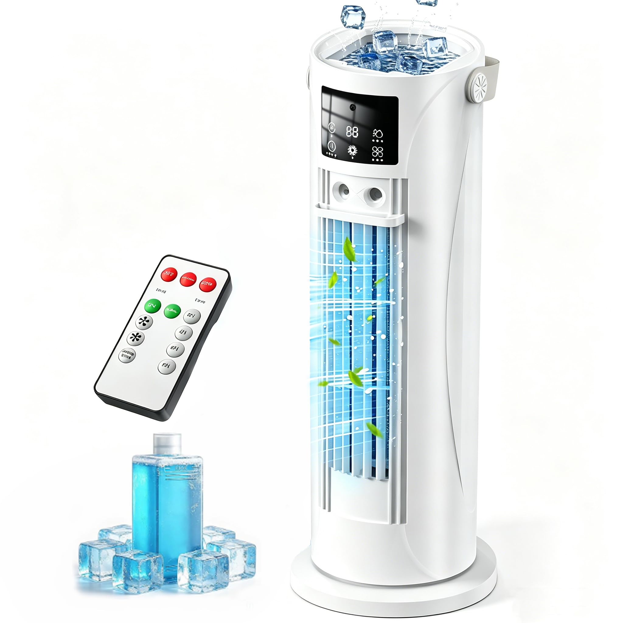 Portable Air Conditioners, 120 °rotating tower fan, portable AC for 3 wind speeds,Storm mode, 8H timing, Evaporative Air Cooler with remote control,750ML water tank, spray,cooling fan for home - white 🍁 All In One Marketplace Canada