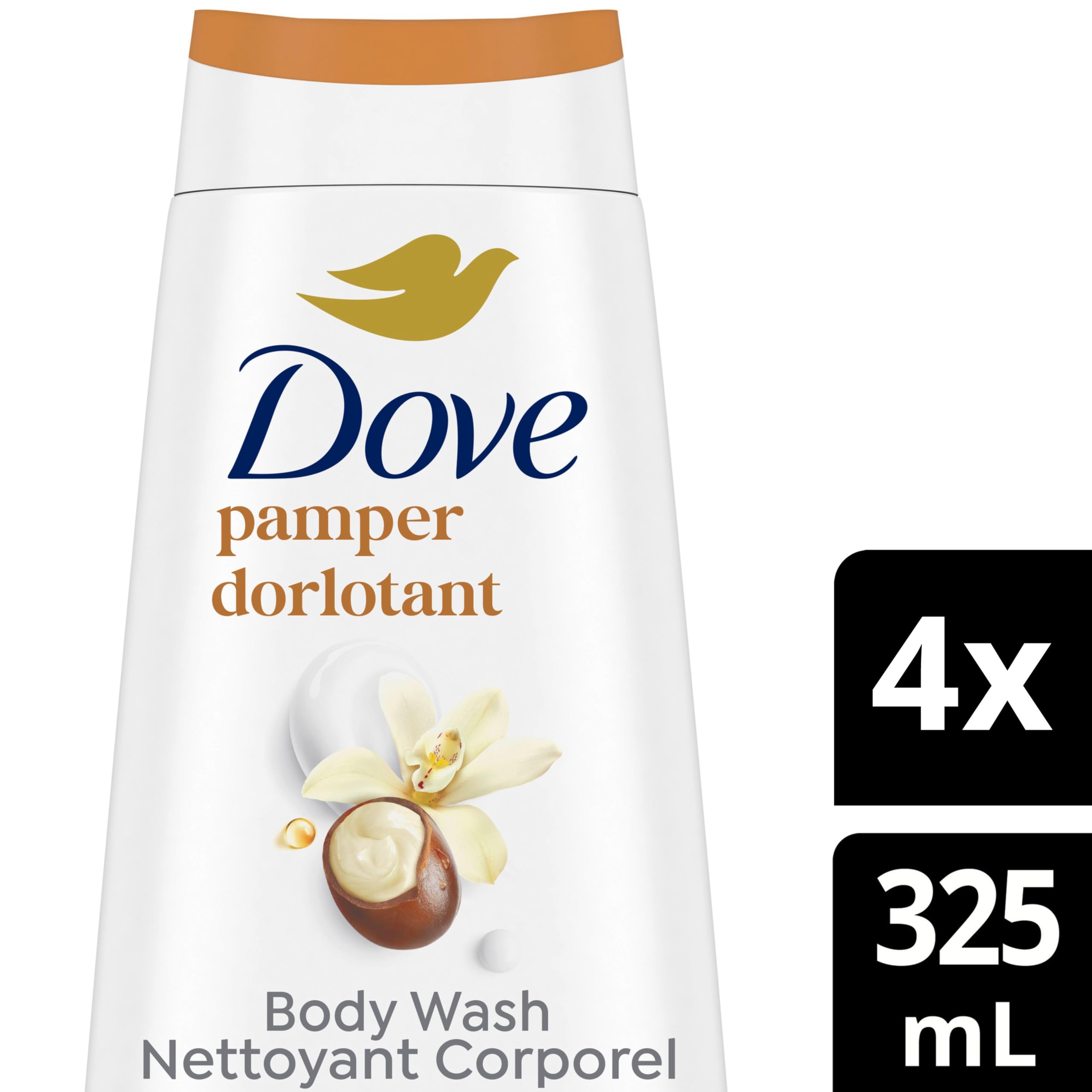 Dove Body Wash for Renewed, Healthy-Looking Skin, Pampering Shea Butter & Vanilla, Gentle Skin Cleanser with 24hr Renewing MicroMoisture, 325mL (Pack of 4) 🍁 All In One Marketplace Canada