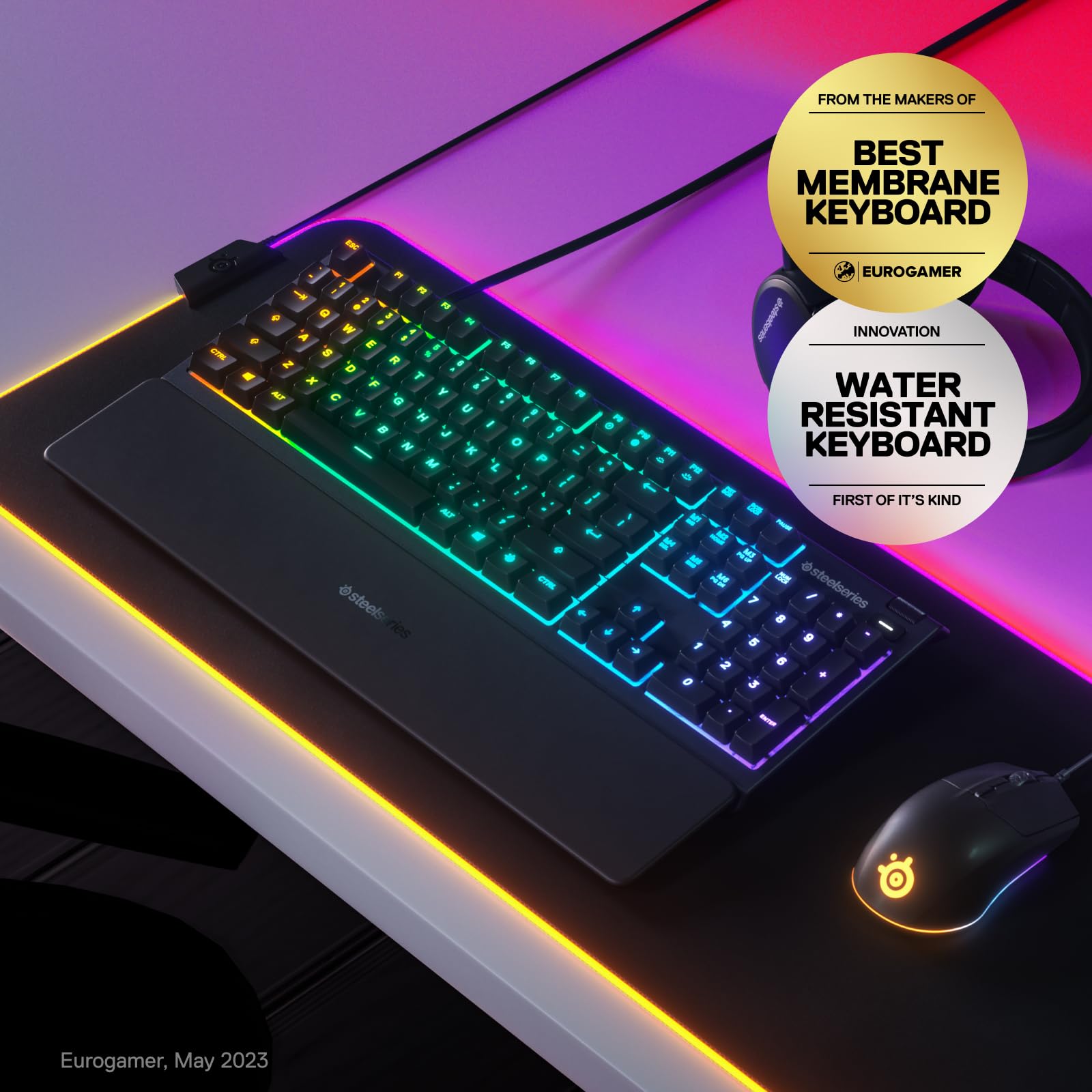 SteelSeries Apex 3 RGB Gaming Keyboard – 10-Zone RGB Illumination – IP32 Water Resistant – Premium Magnetic Wrist Rest (Whisper Quiet Gaming Switch) 🍁 All In One Marketplace Canada