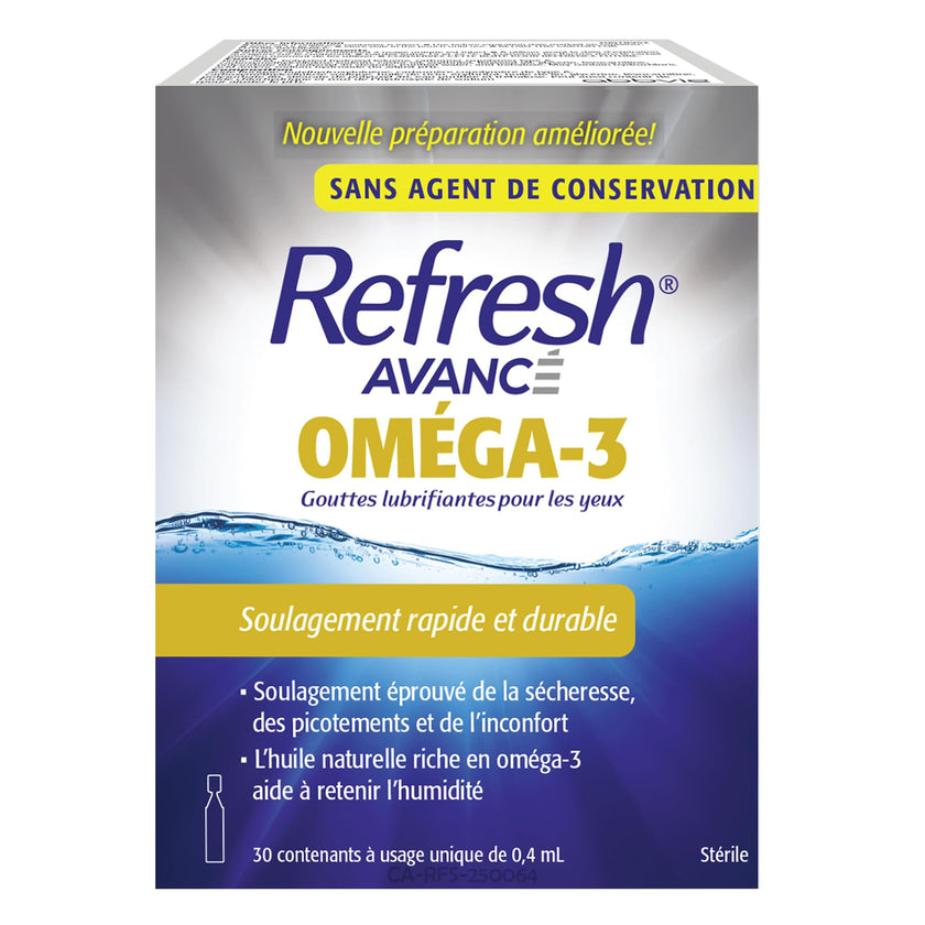 Refresh Advanced Omega-3 Lubricant Eye Drops – Preservative-Free, Natural Omega-3 Oil for Long-Lasting Dry Eye Relief – 30 Single-Use Containers (0.4ml Each) - Total 12 mL 🍁 All In One Marketplace Canada