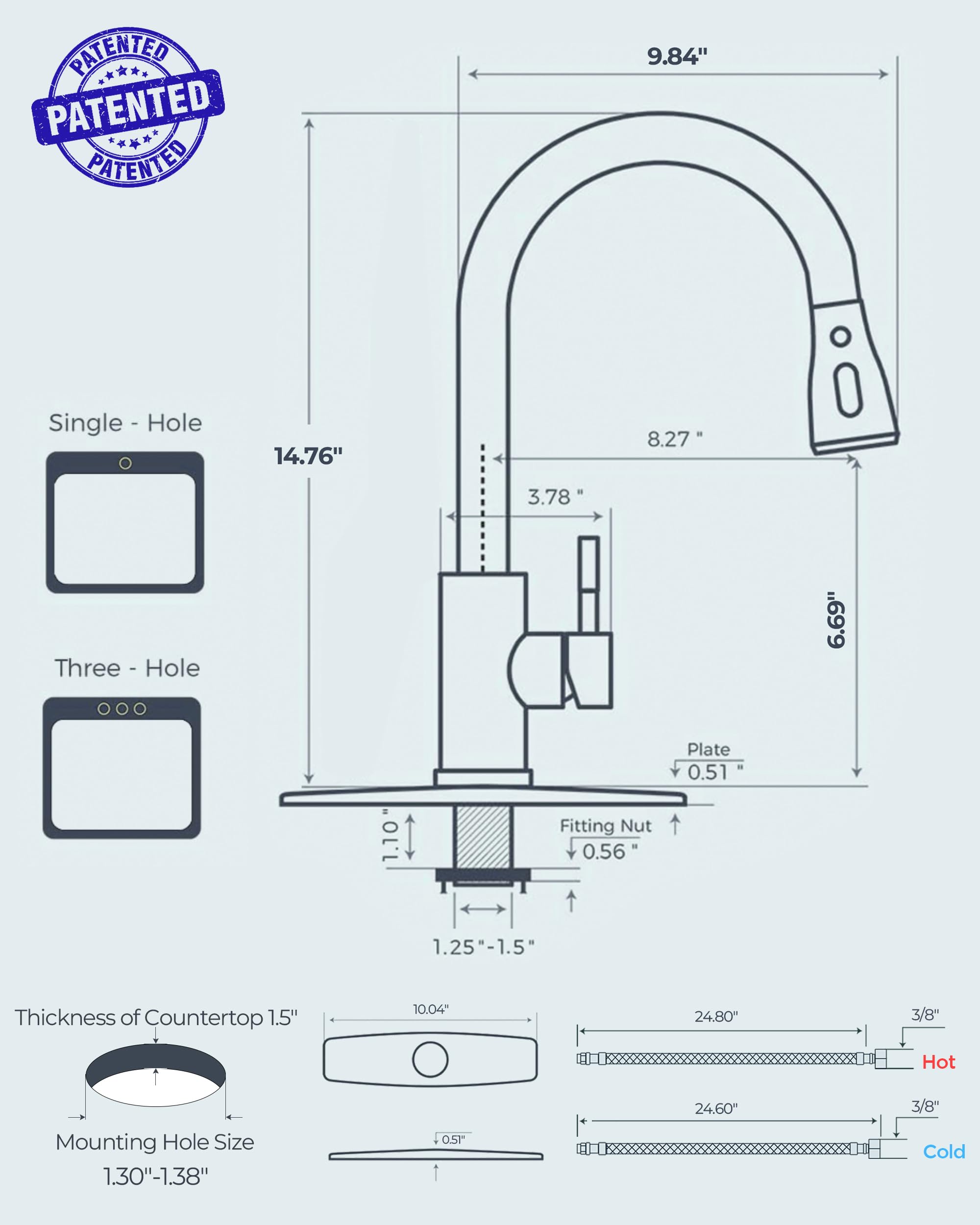 FORIOUS Black Kitchen Faucets with Pull Down Sprayer, Kitchen Sink Faucet with Pull Out Sprayer, Fingerprint Resistant, Single Hole Deck Mount, Single Handle Copper Kitchen Faucet, Matte Black 🍁 All In One Marketplace Canada