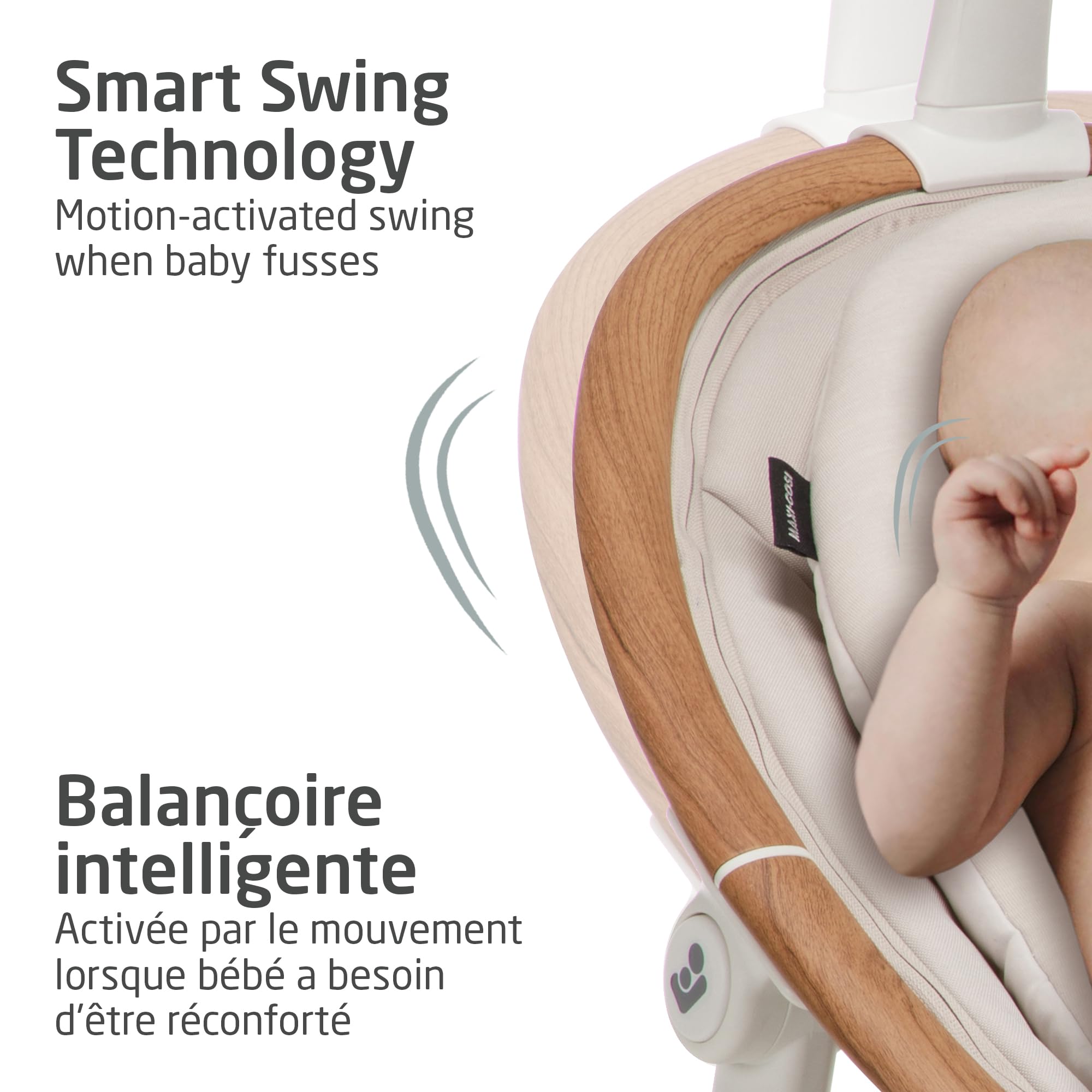 Maxi-Cosi Cassia Baby Swing, infant swing, automatic motion sensor, music, toys, recline, portable, 360 degree rotation, lightweight & foldable, Horizon Sand 🍁 All In One Marketplace Canada