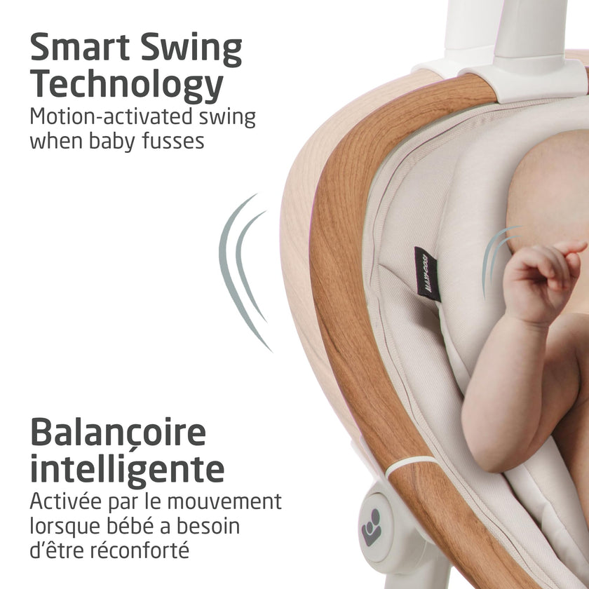 Maxi-Cosi Cassia Baby Swing, infant swing, automatic motion sensor, music, toys, recline, portable, 360 degree rotation, lightweight & foldable, Horizon Sand 🍁 All In One Marketplace Canada