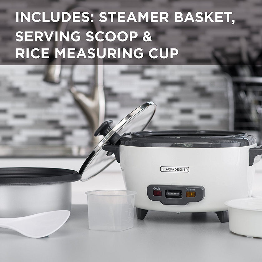 BLACK+DECKER 2-in-1 Rice Cooker & Food Steamer - 6-Cup Capacity, Automatic Keep Warm, Nonstick Bowl, Steaming Basket - Effortless Cooking 🍁 All In One Marketplace Canada