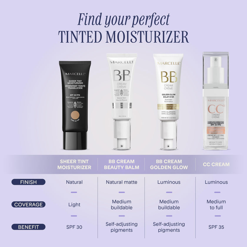 Marcelle Sheer Tint Moisturizer SPF 30, Crème Beige, with Hyaluronic Acid and Aloe, Hypoallergenic, Non-Comedogenic, Fragrance-Free, Paraben-Free, Oil-Free, 40 mL 🍁 All In One Marketplace Canada