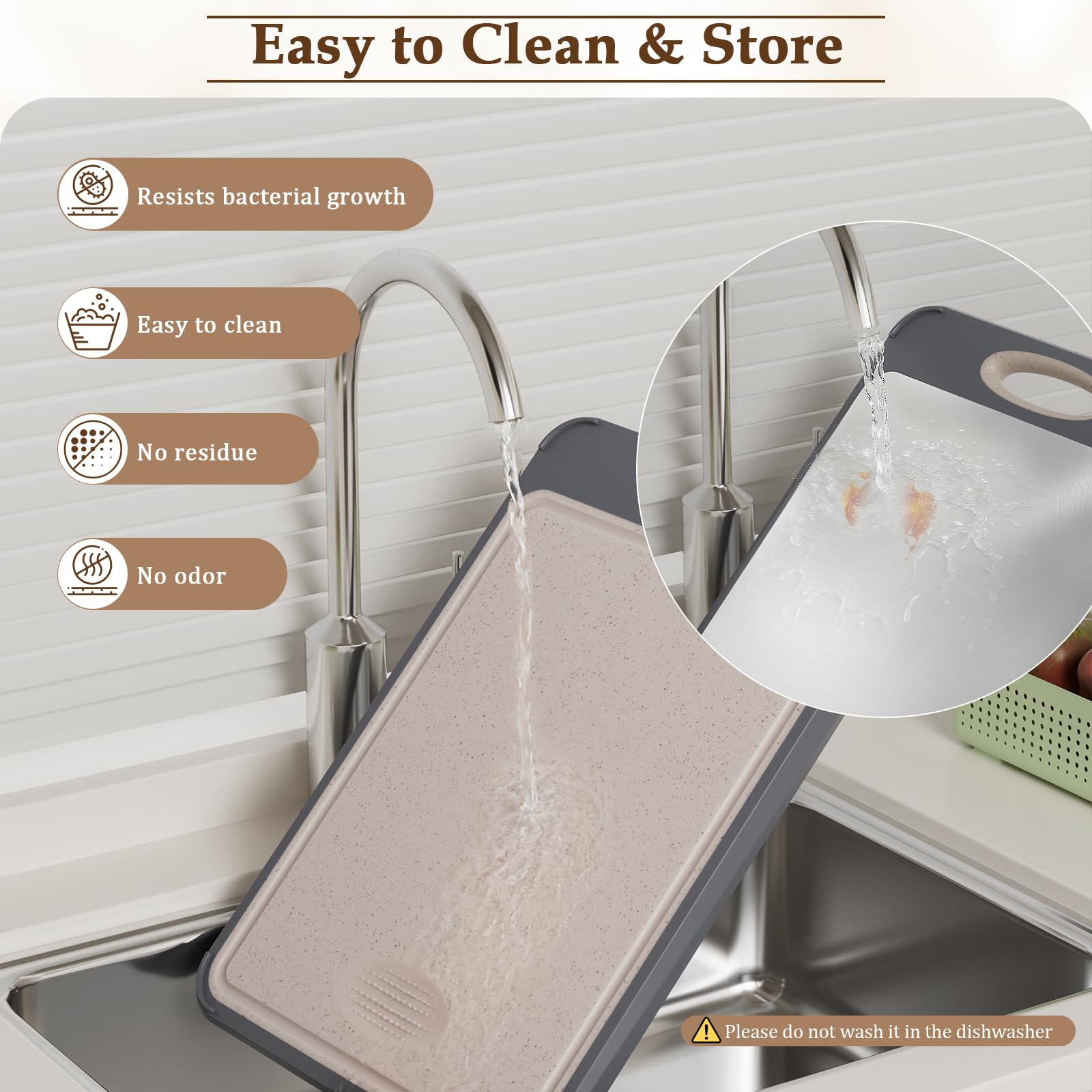 GUANCI Cutting Board for Kitchen Double Sided 304 Stainless Steel Chopping Board Food-Grade Stainless Steel and Wheat Straw PP Large Size 16”×11” Easy to Clean 🍁 All In One Marketplace Canada