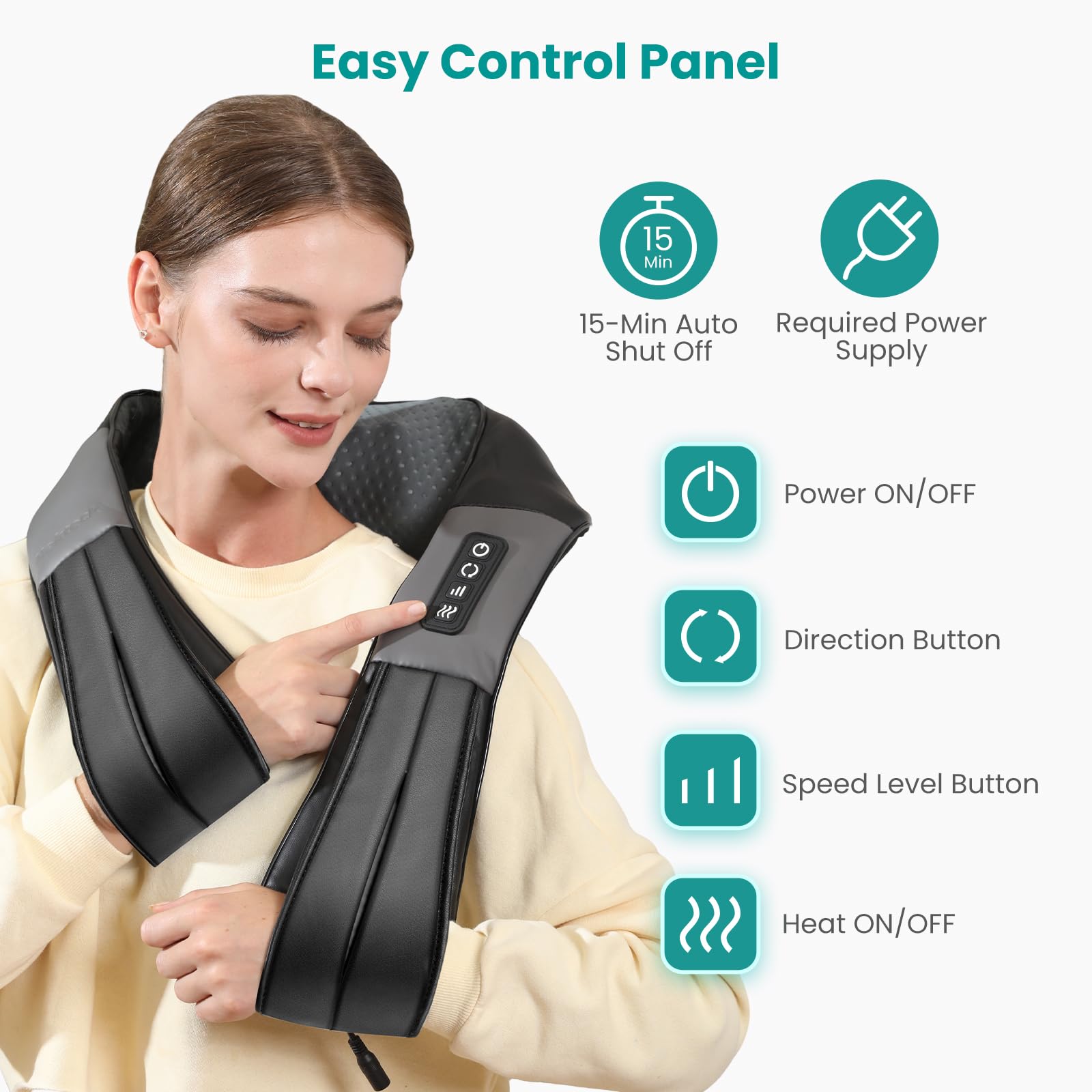 Nekteck Shiatsu Back Neck Massager,2026 Upgraded 3D Back Shoulder Kneading Massage Pillow, Deep Kneading Shoulder Massager with Heat, Waist Massage Pillow for Home Car and Office Use (NOT Cordless) 🍁 All In One Marketplace Canada