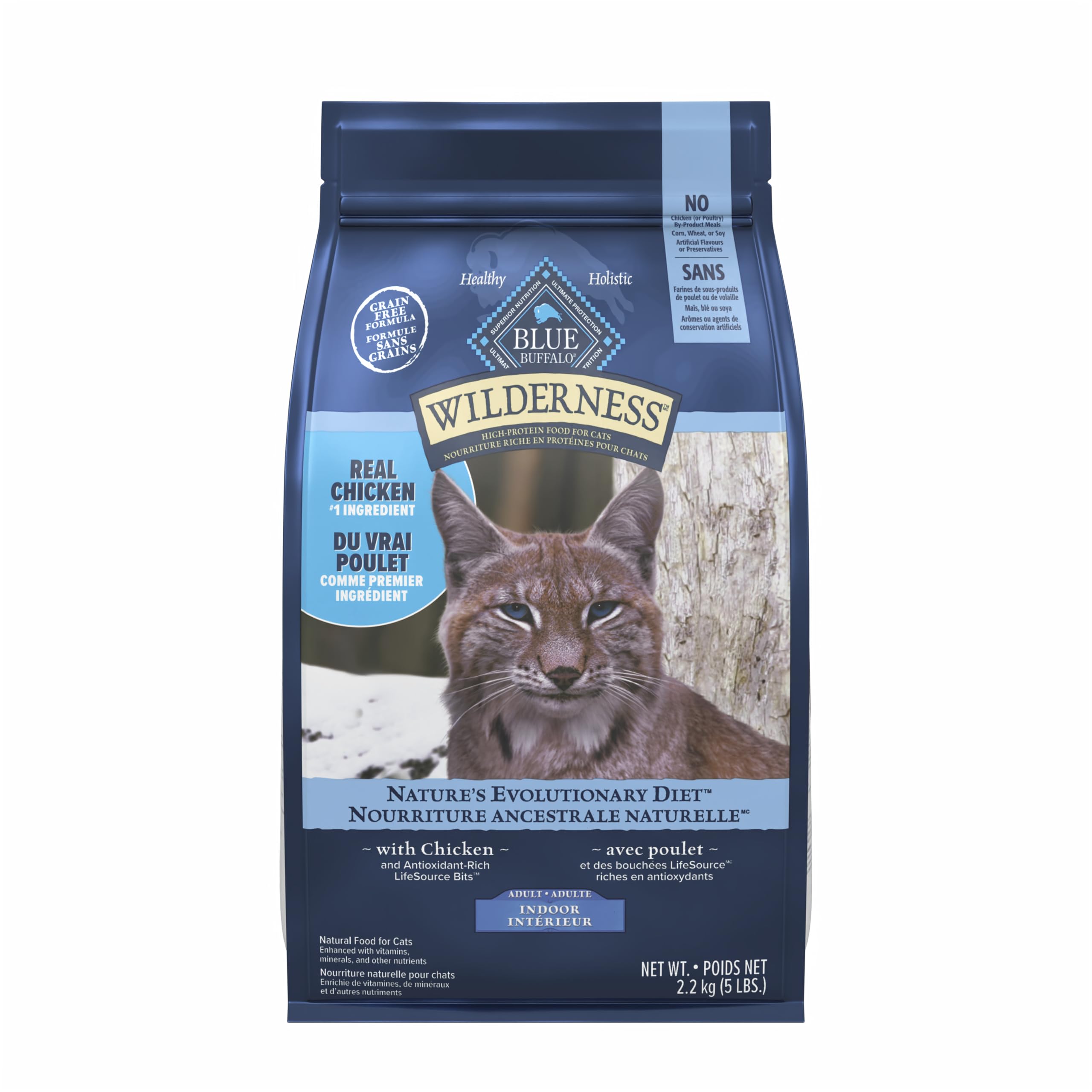 Blue Buffalo Wilderness Chicken Natural High-Protein Grain-Free Dry Food for Adult Indoor Cats, Real Chicken First, Antioxidant-Rich LifeSource Bits Support Immunity, Promotes Strong Muscles, 5 lbs. 🍁 All In One Marketplace Canada